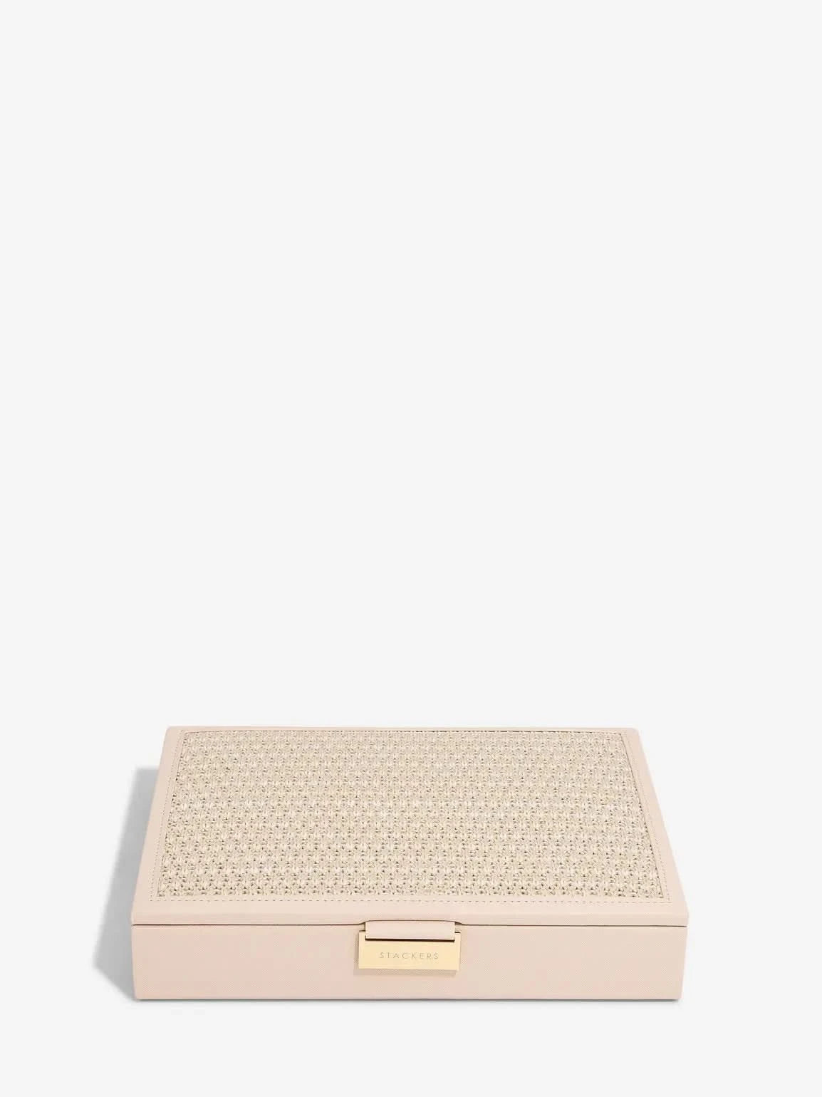 Stackers Deksel voor Klassieke Juwelendoos Roze Raffia - Mystackers