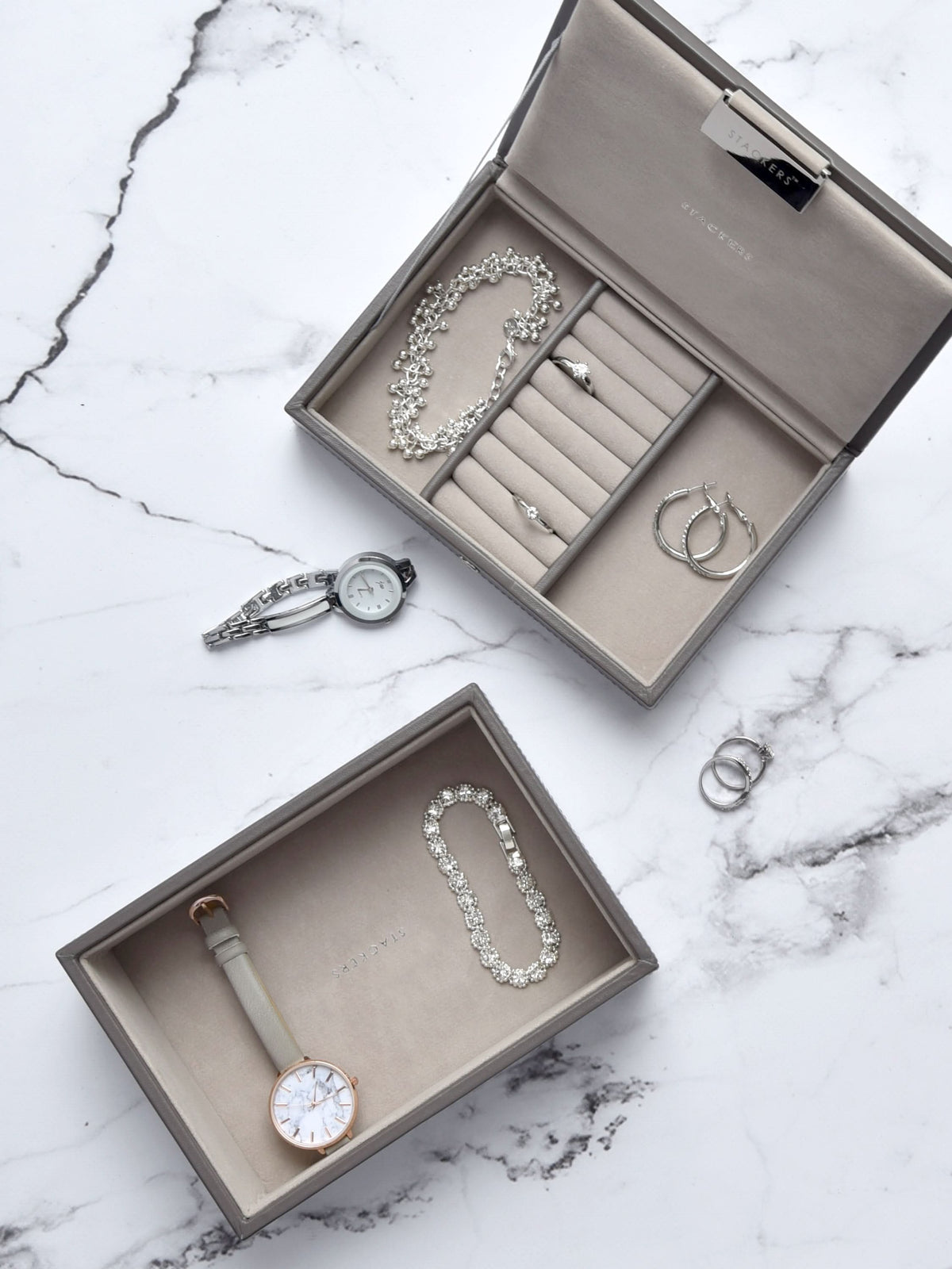 Stackers Mini Juwelendoos Set van 2 Zachtbruin - Mystackers