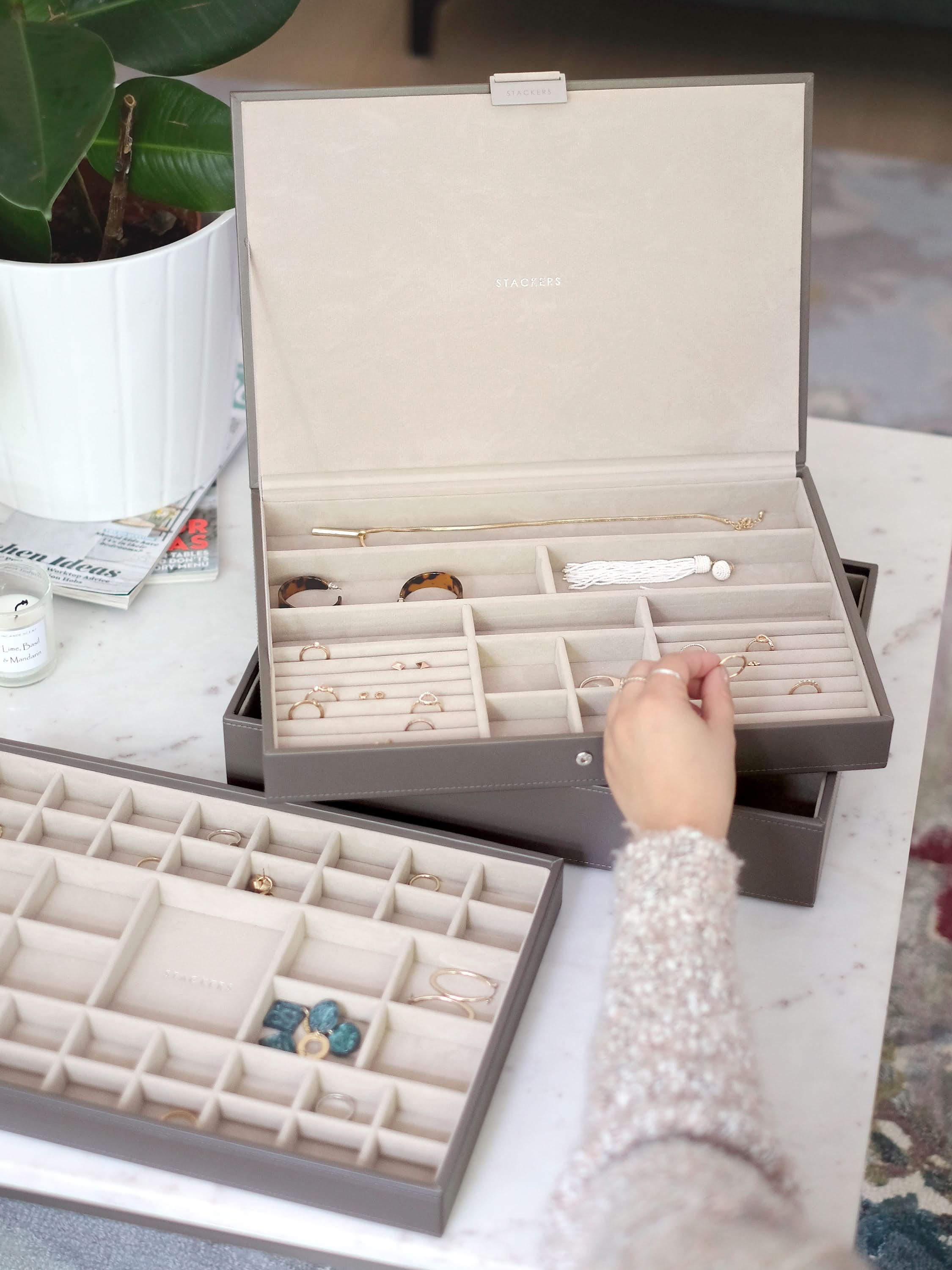 Stackers XL Juwelendoos set van 3 Zachtbruin - Mystackers