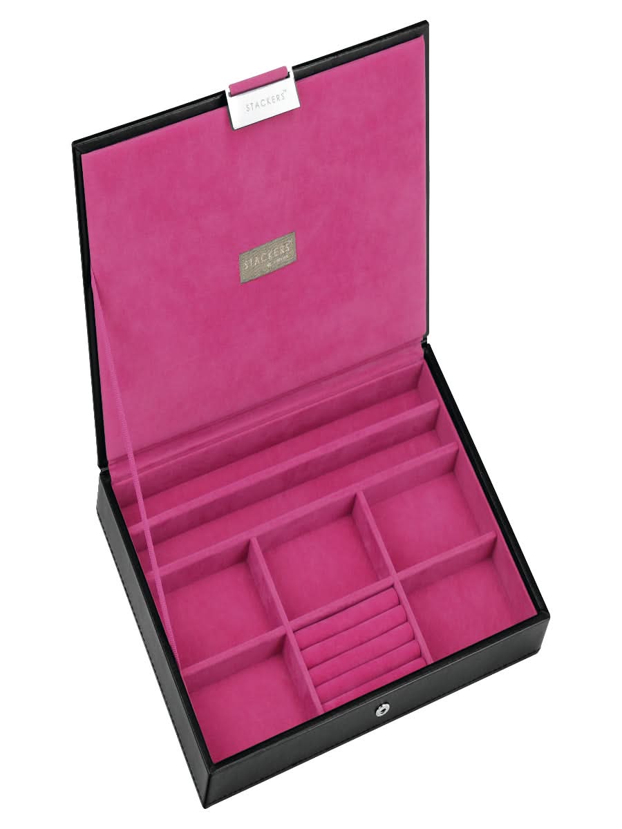 Stackers Deksel voor Klassieke Juwelendoos Zwart & Roze - Mystackers