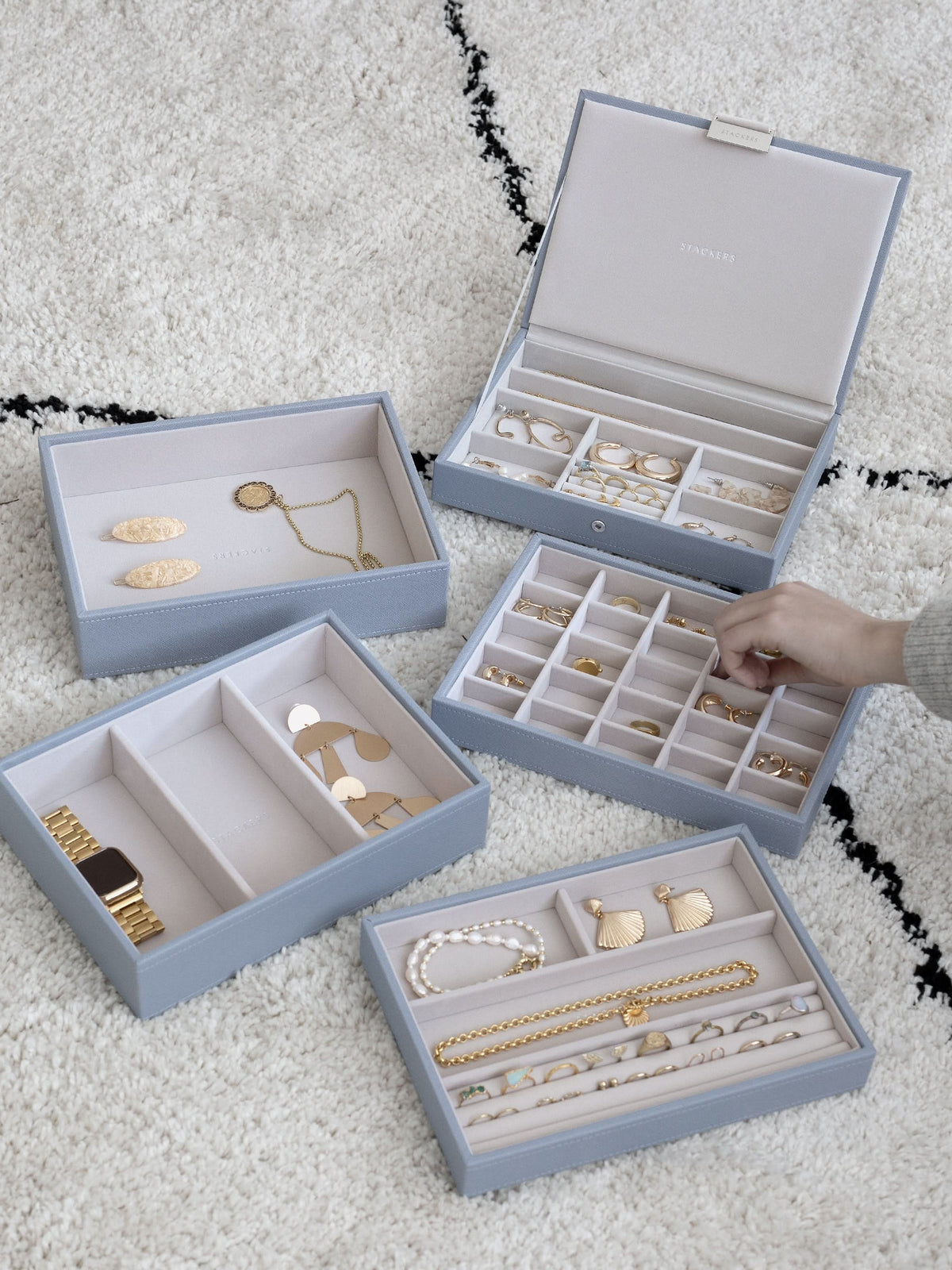 Stackers Klassieke Juwelendoos Set van 5 Blauw - Mystackers
