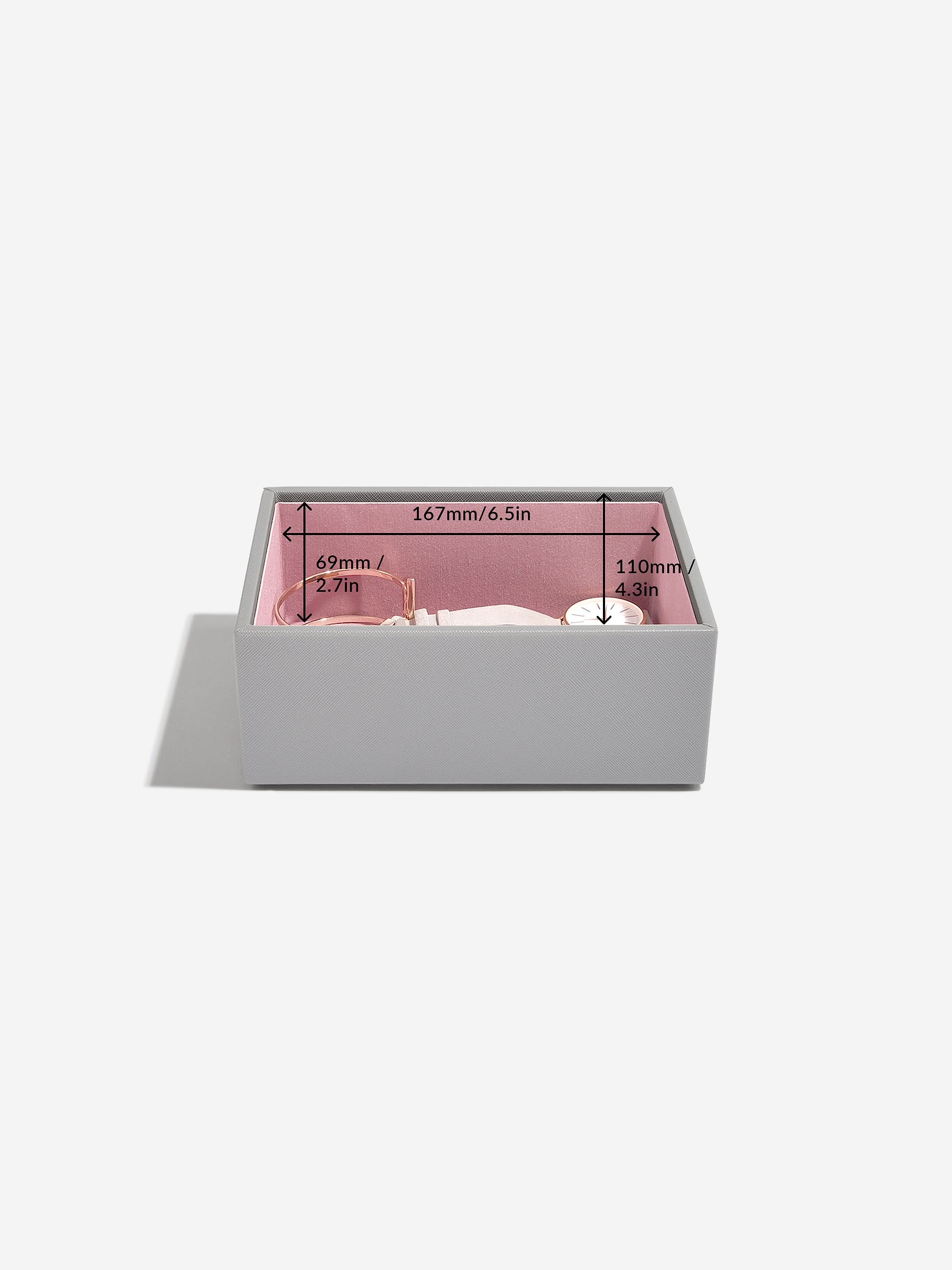 Stackers Mini Horloge & Accessoirelaag Grijs & Roze - Mystackers