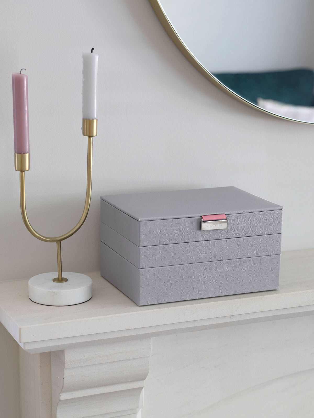 Stackers Klassieke Juwelendoos Set van 3 Grijs & Roze - Mystackers