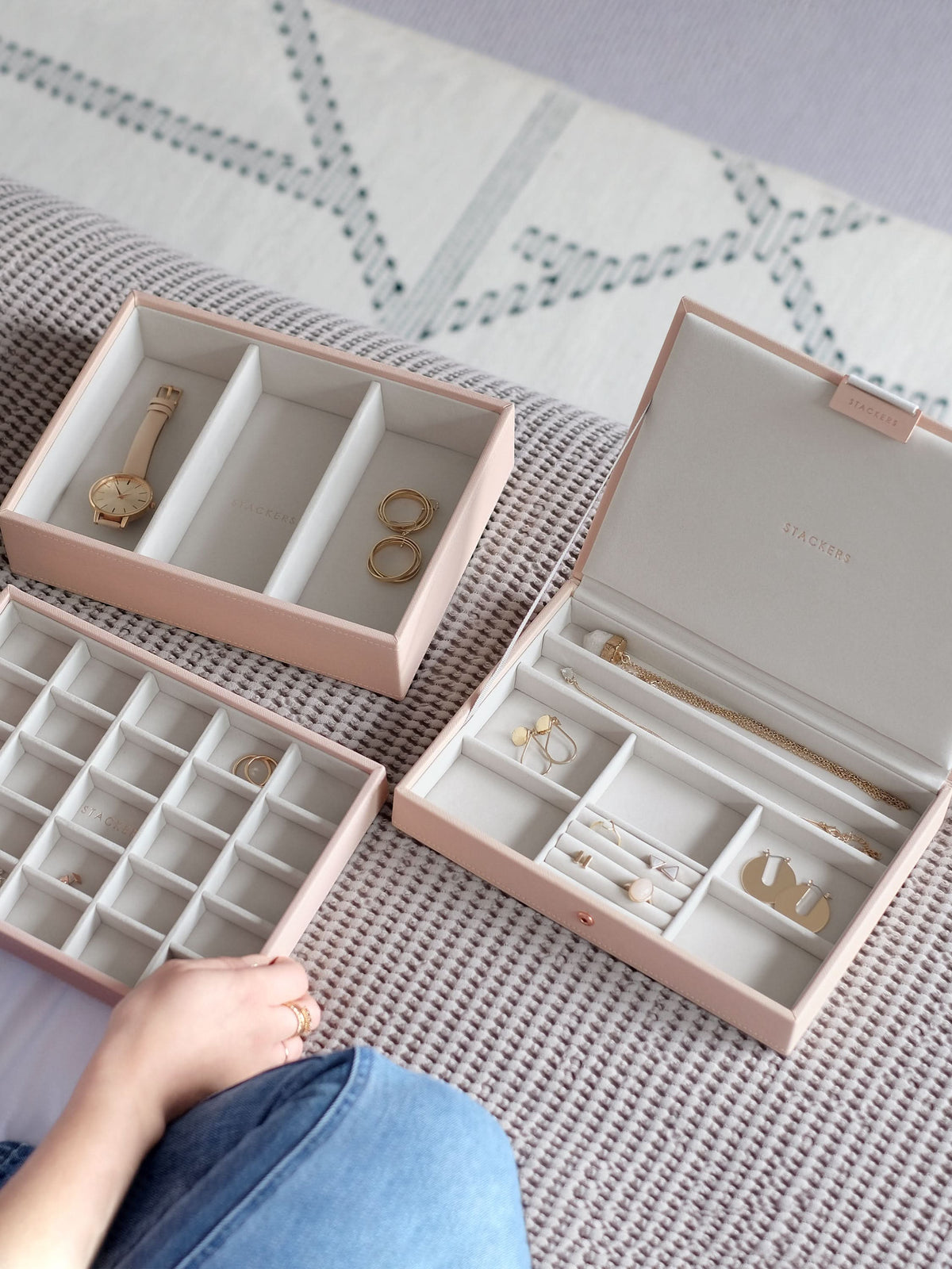 Stackers Klassieke Juwelendoos Set van 3 Roze - Mystackers
