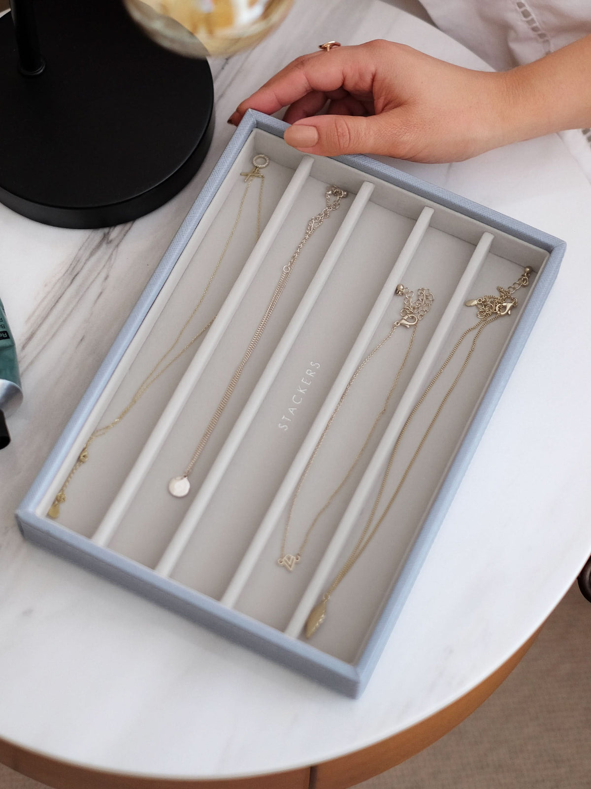 Stackers Halskettingenlaag voor Klassieke Juwelendoos Blauw - Mystackers