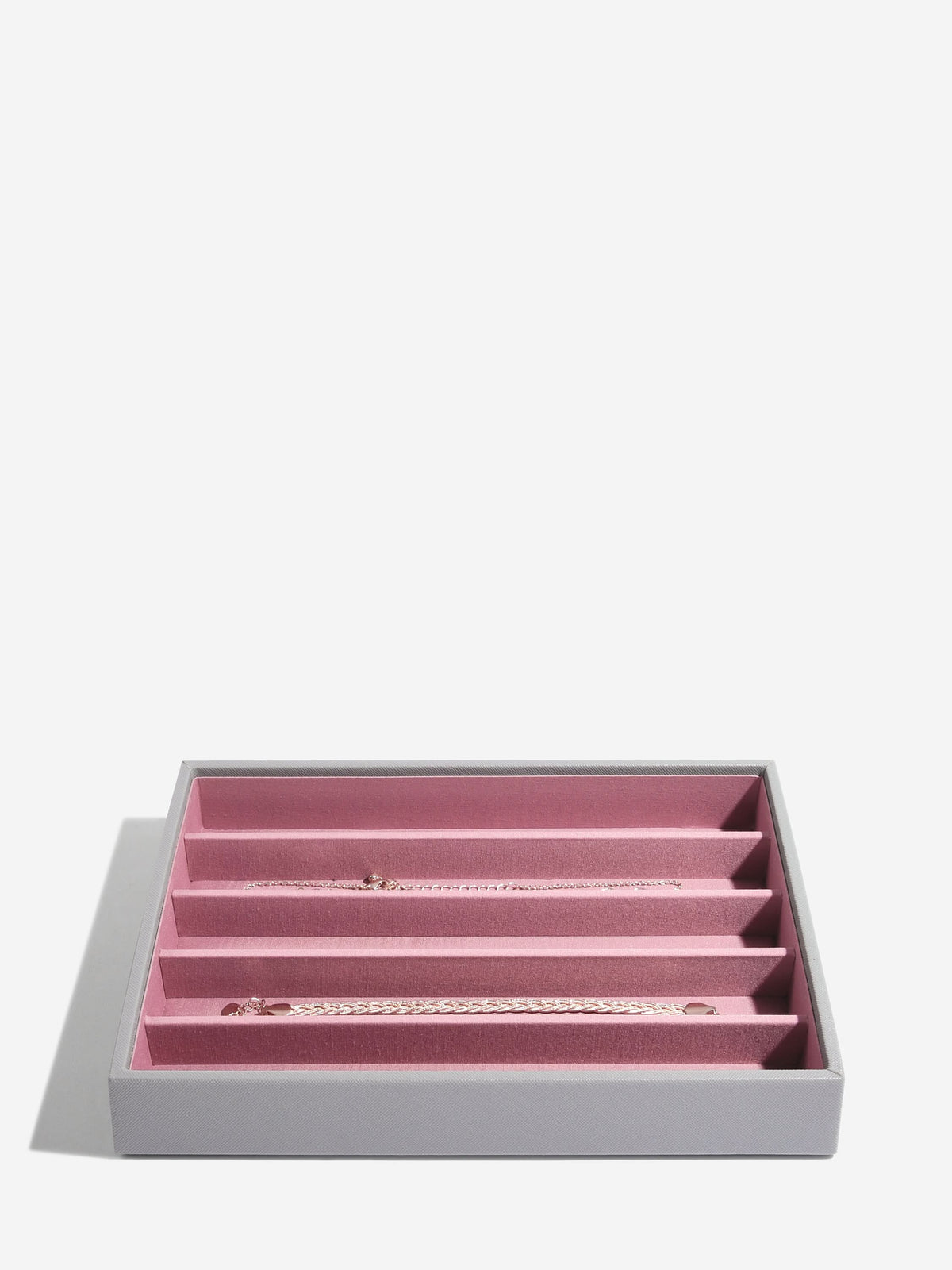Stackers Halskettingenlaag voor Klassieke Juwelendoos Grijs & Roze - Mystackers