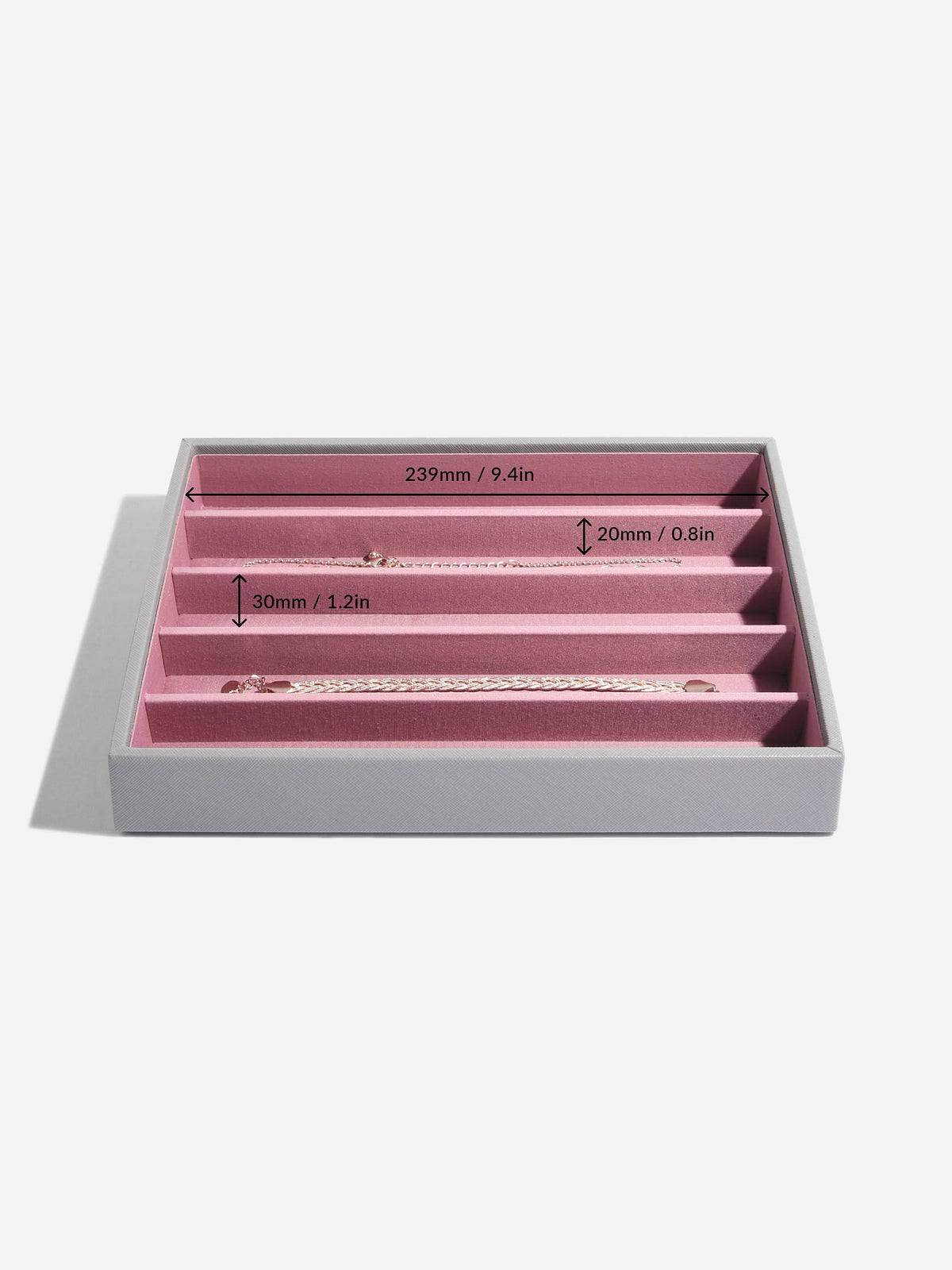 Stackers Halskettingenlaag voor Klassieke Juwelendoos Grijs & Roze - Mystackers