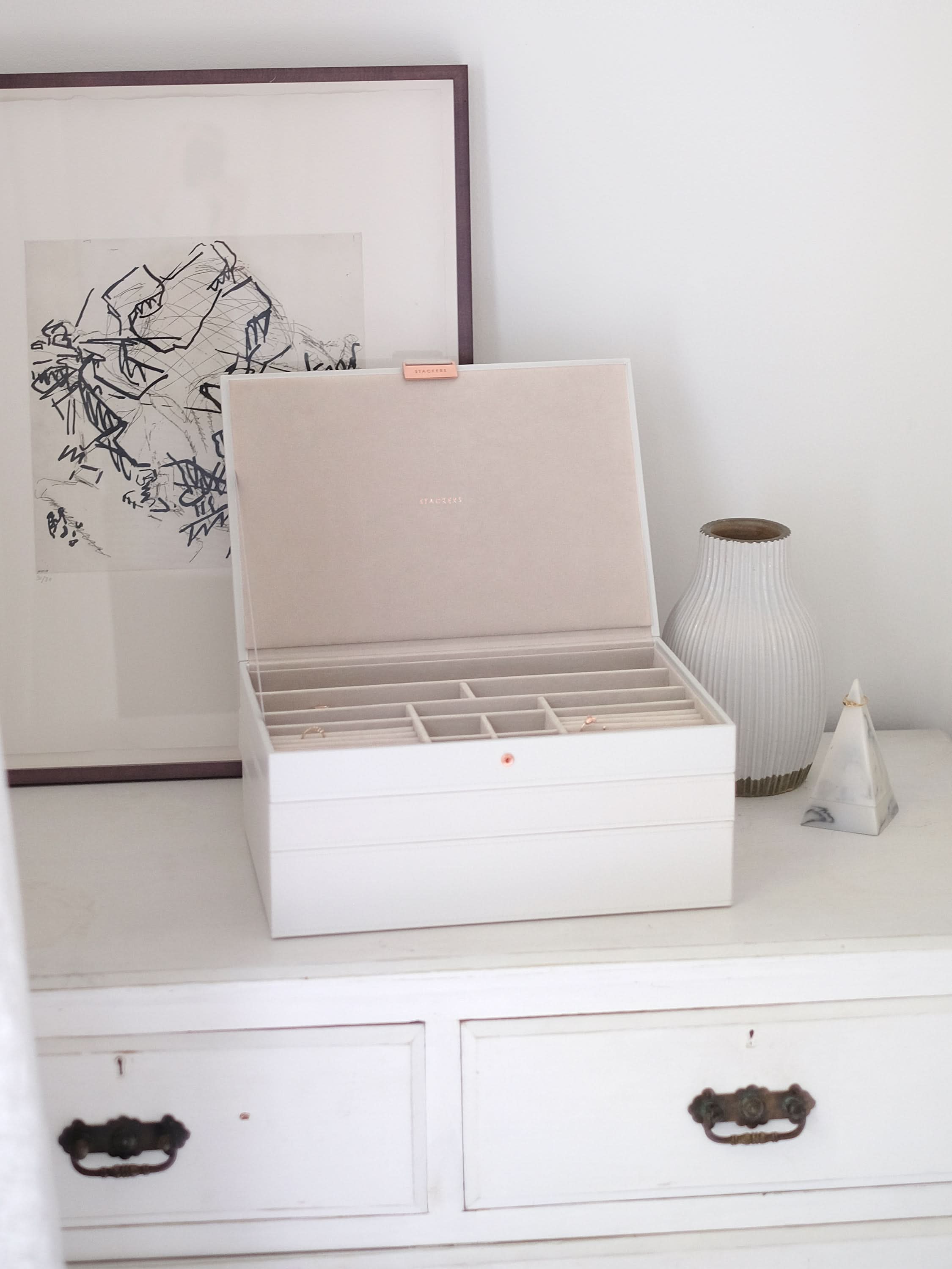Stackers XL Juwelendoos set van 3 Wit & Roze - Mystackers