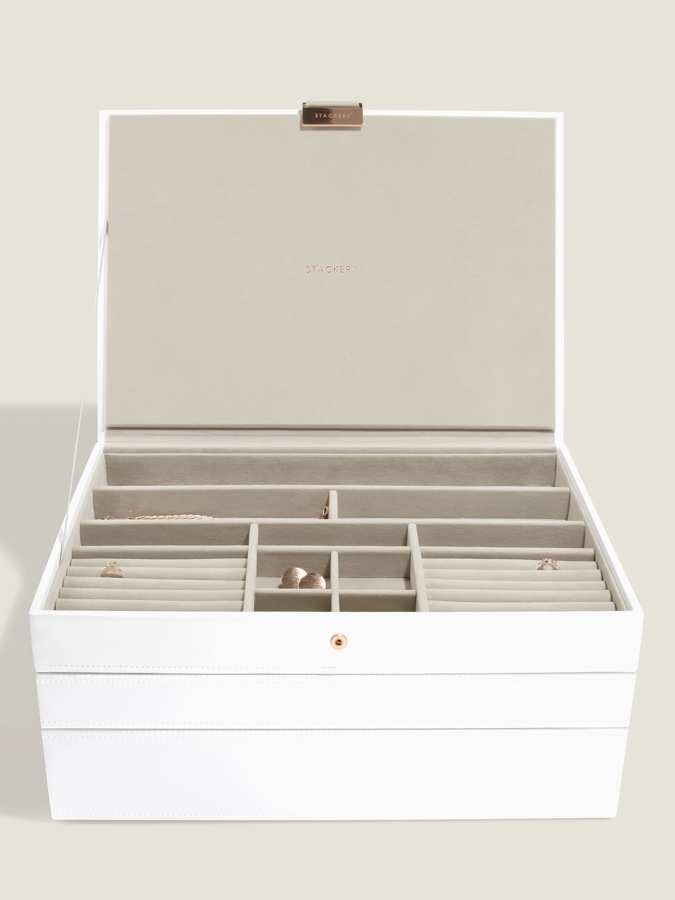 Stackers XL Juwelendoos set van 3 Wit & Roze - Mystackers