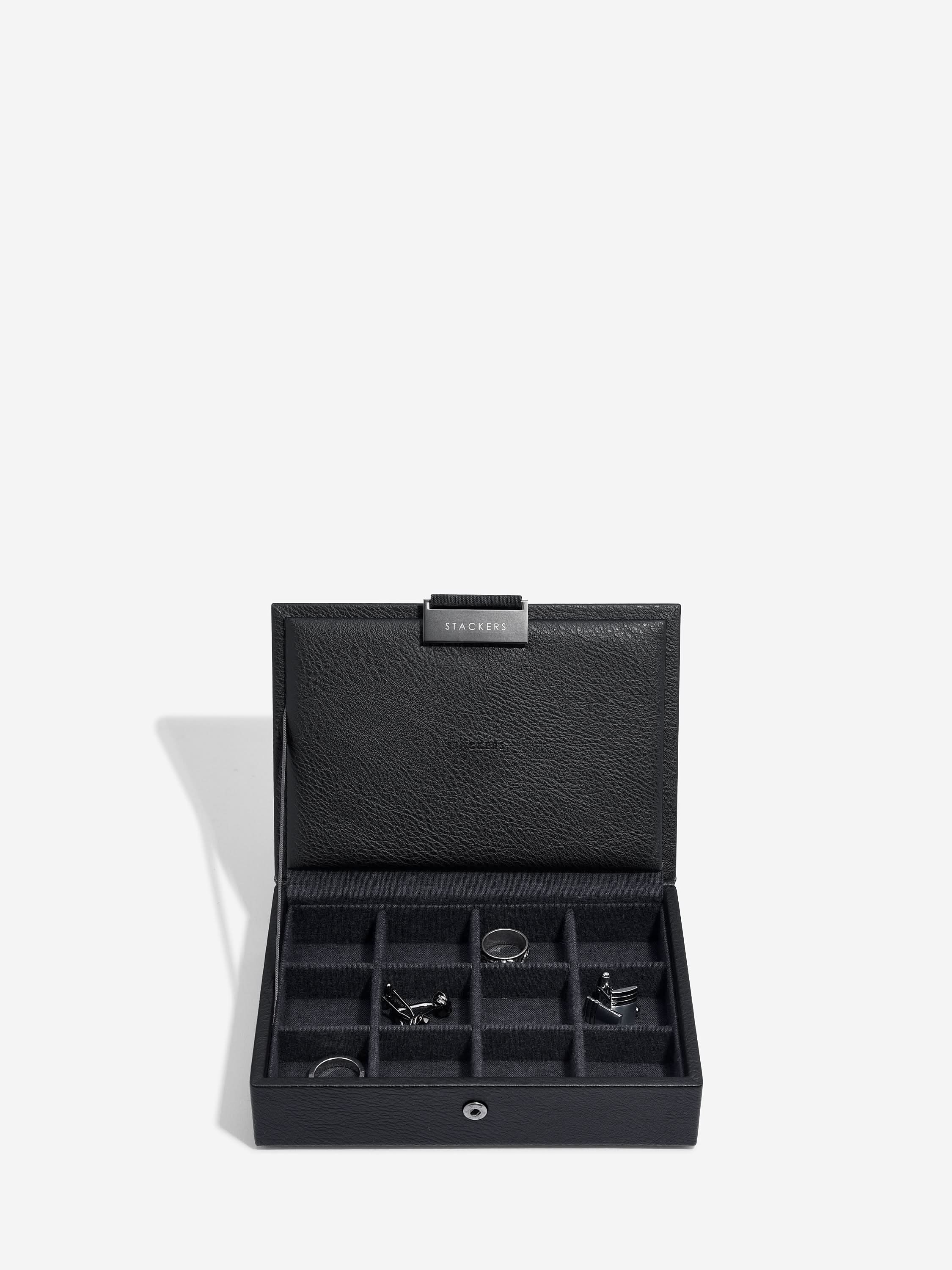 Stackers Mini Set van 2 - Horloge- & Manchetknopendoosje Zwart - Mystackers