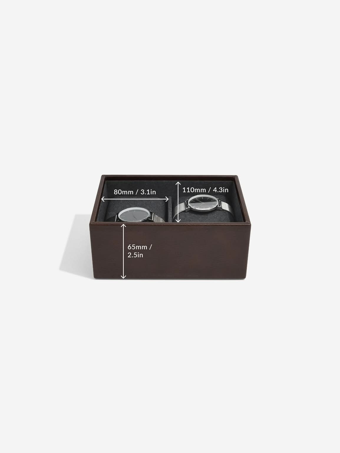 Stackers Mini Set van 2 - Horloge- & Manchetknopendoosje Bruin - Mystackers
