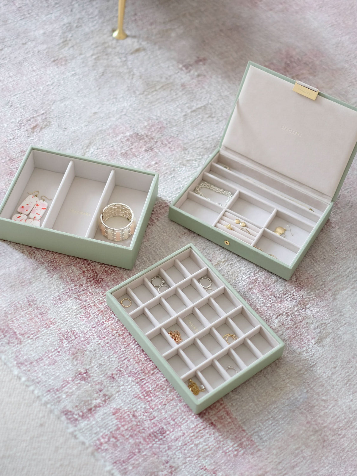 Stackers Klassieke Juwelendoos Set van 3 Saliegroen - Mystackers