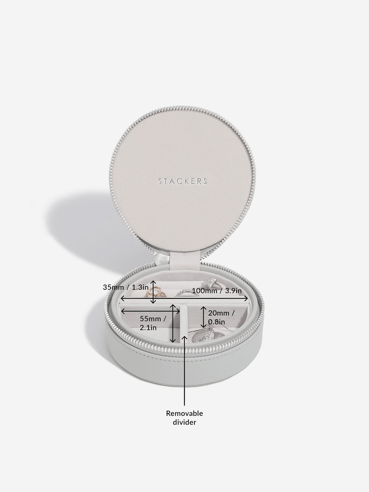Stackers Ronde Travel Jewellery Box Grijs - Mystackers