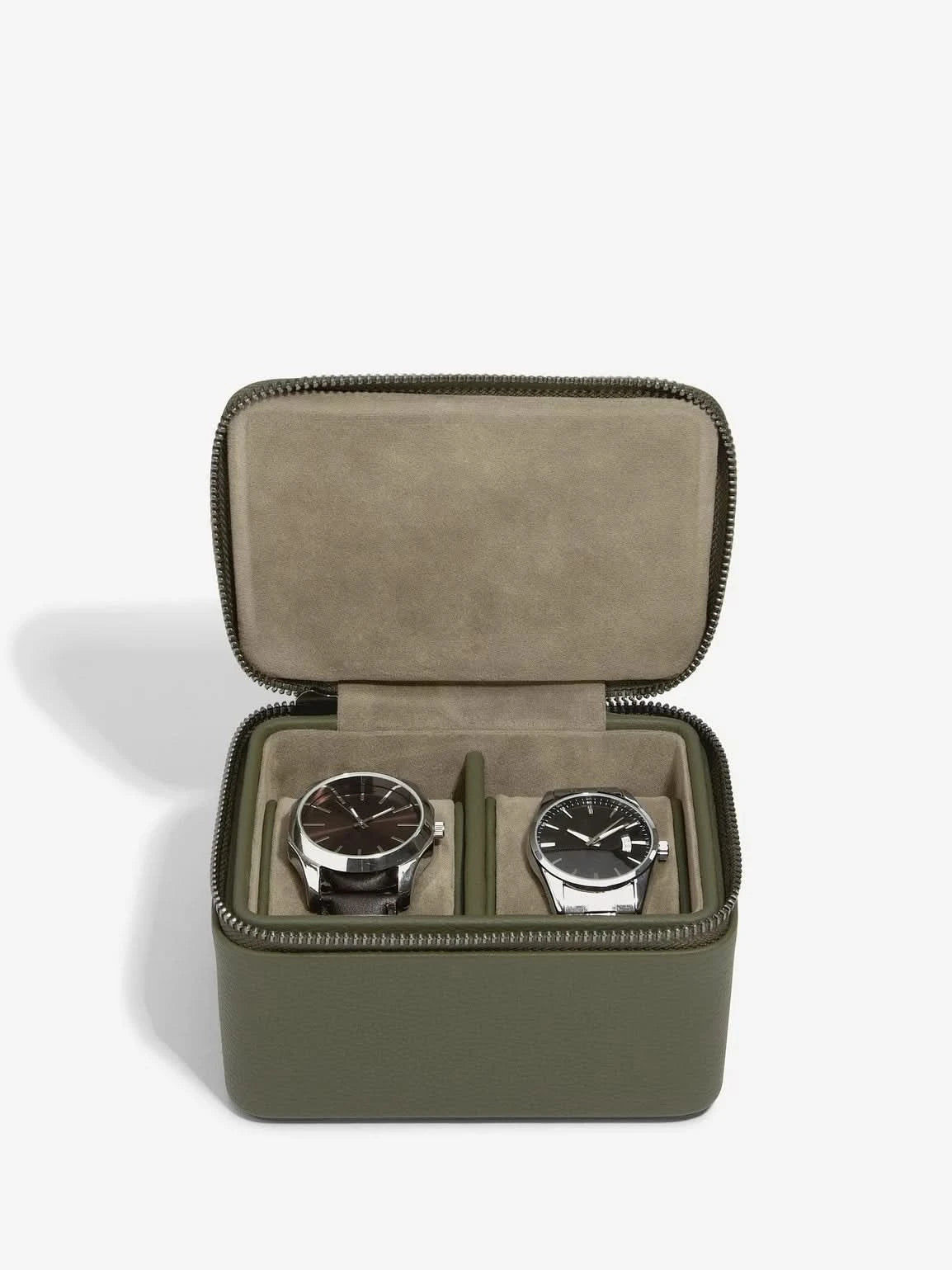 Stackers Horlogebox met dubbele rits Olijfgroen - Mystackers
