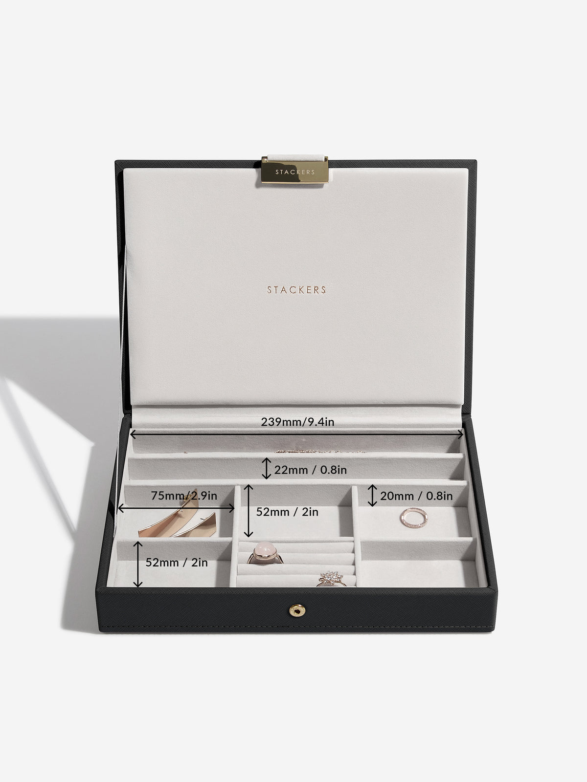 Stackers Klassieke Juwelendoos Set van 5 Zwart - Mystackers