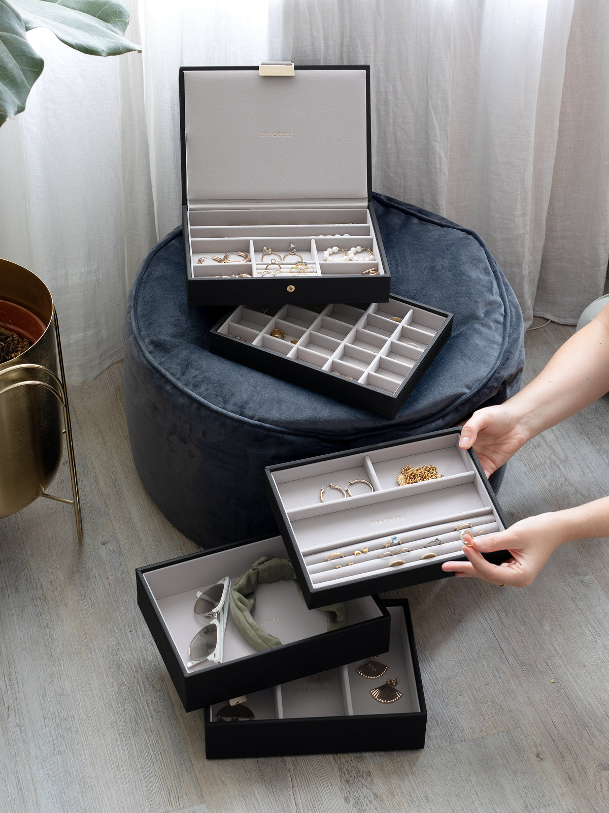 Stackers Klassieke Juwelendoos Set van 5 Zwart - Mystackers