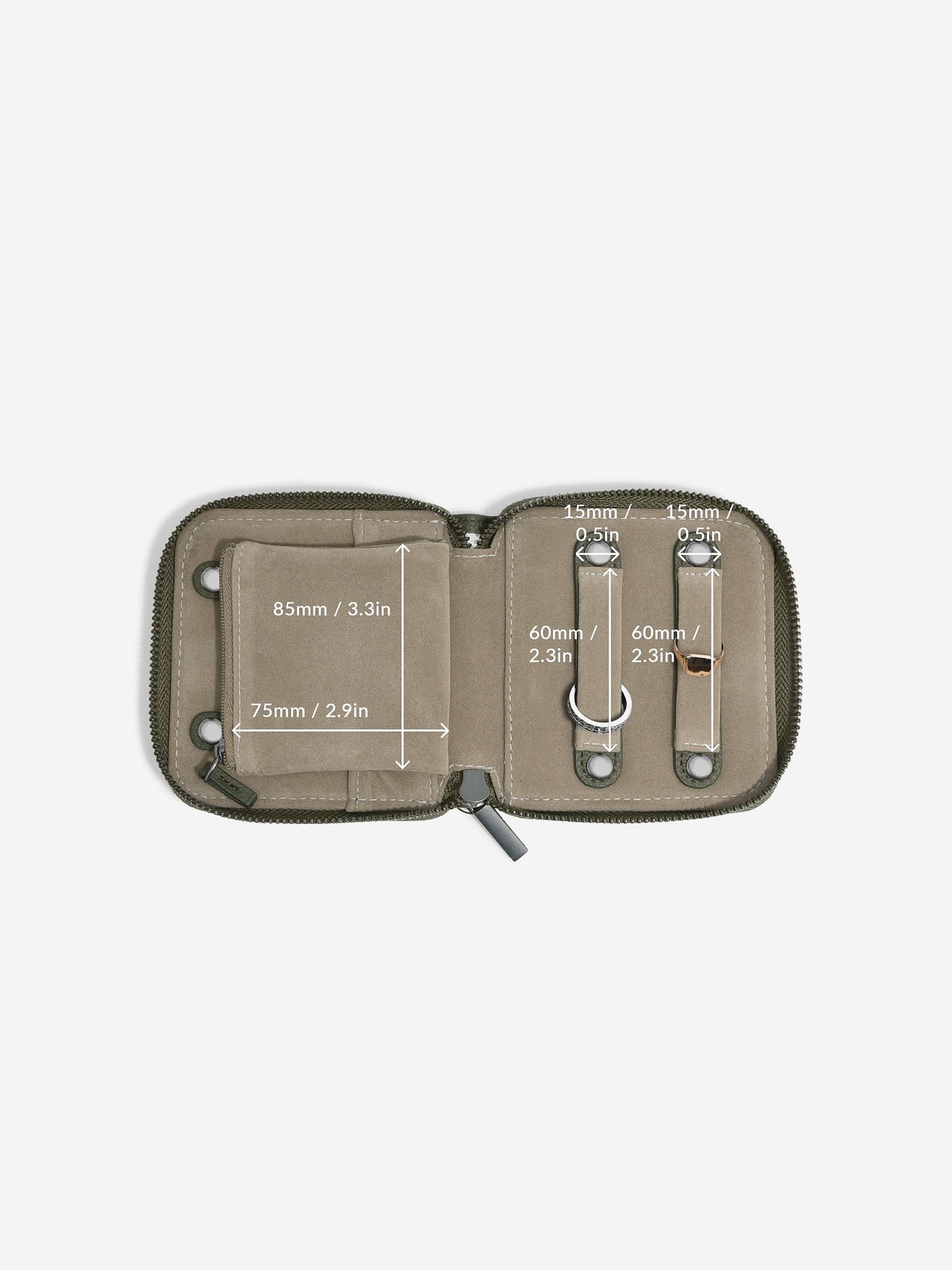 Stackers Compact Jewellery Roll Olijfgroen - Mystackers