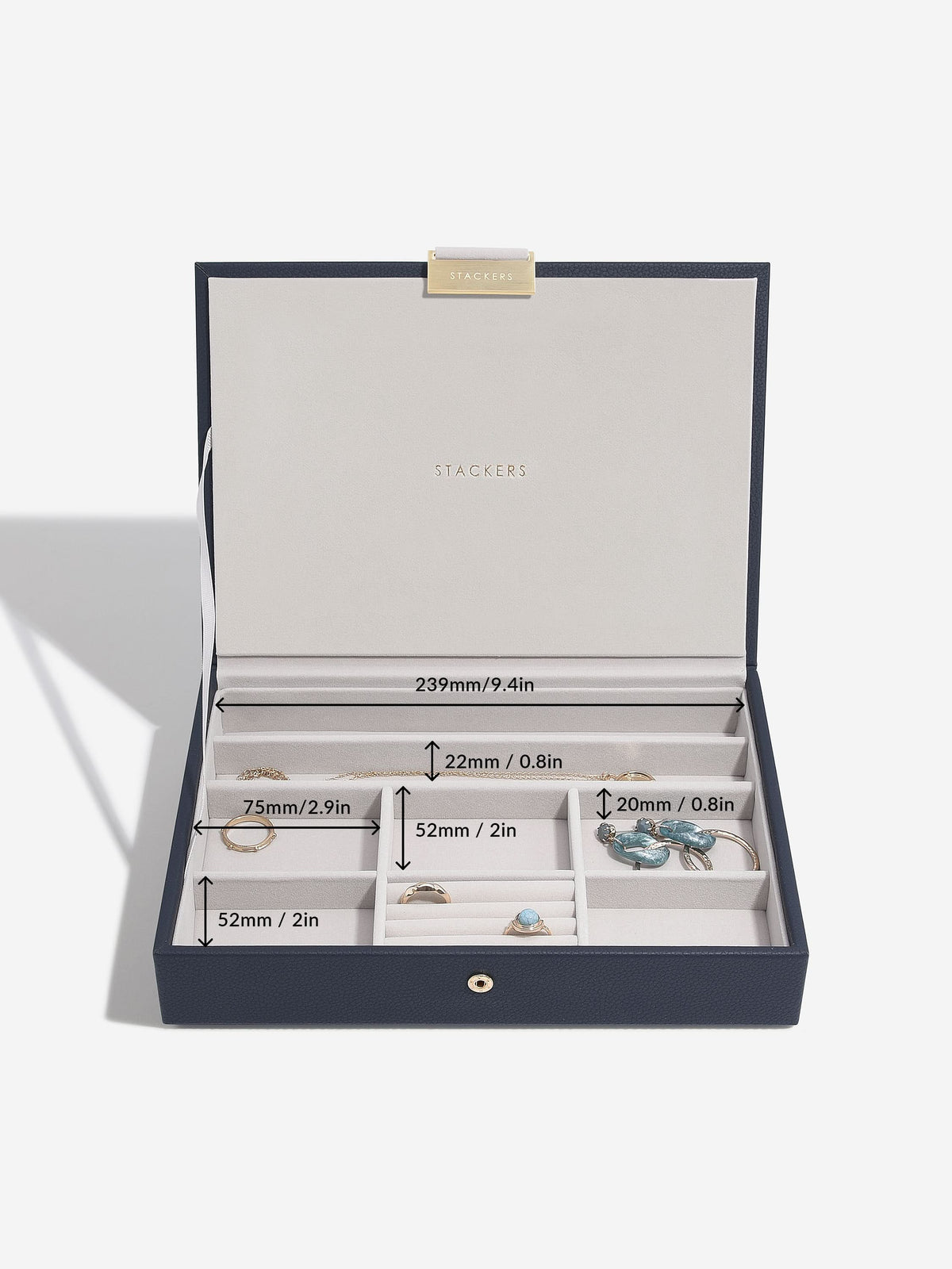 Stackers Klassieke Juwelendoos Set van 3 Marineblauw - Mystackers