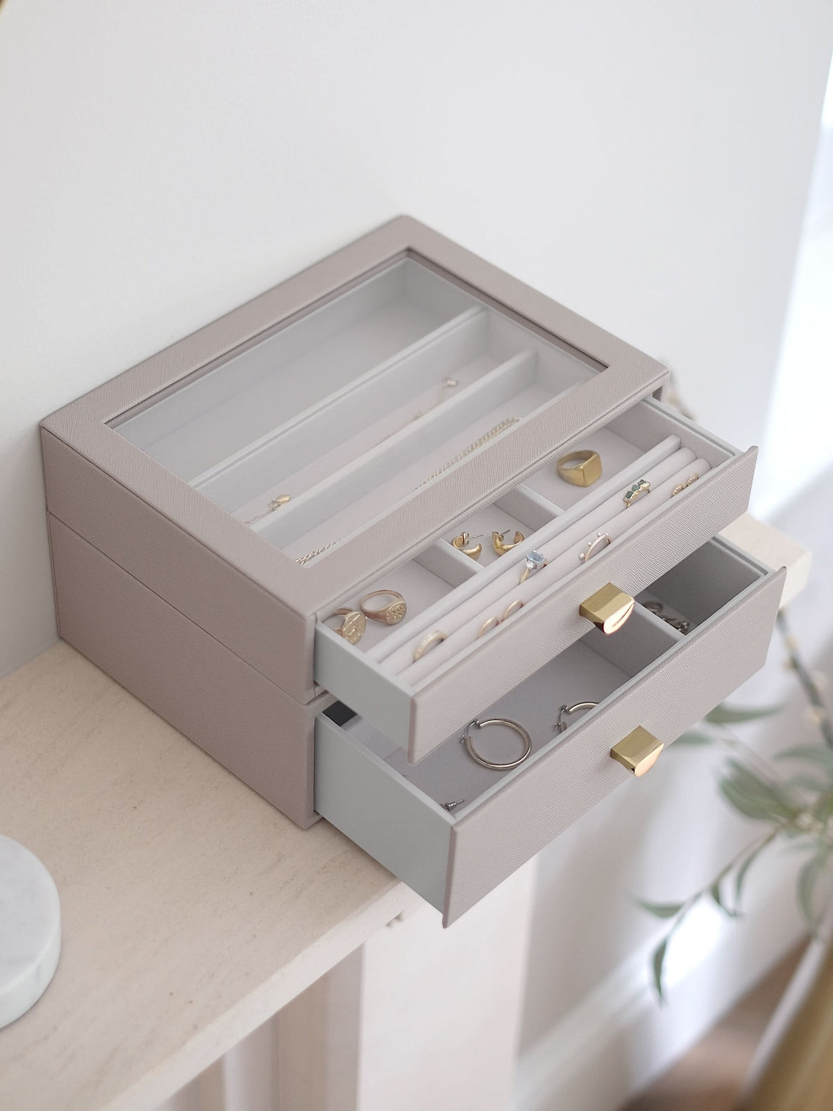 Stackers Klassieke Display Juwelendoos Set van 2 Taupe - Mystackers