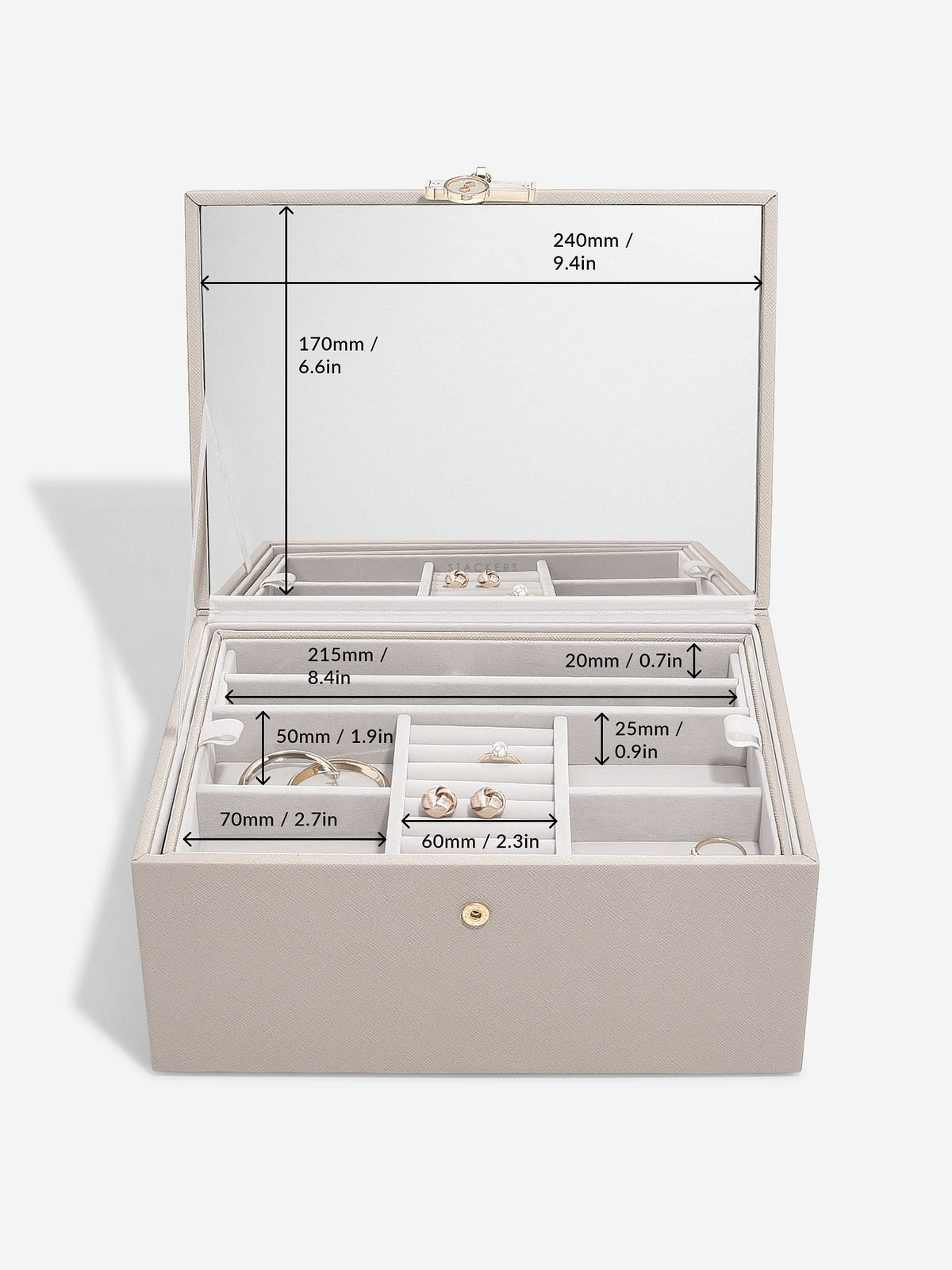 Stackers Luxe Klassieke Juwelendoos Taupe - Mystackers