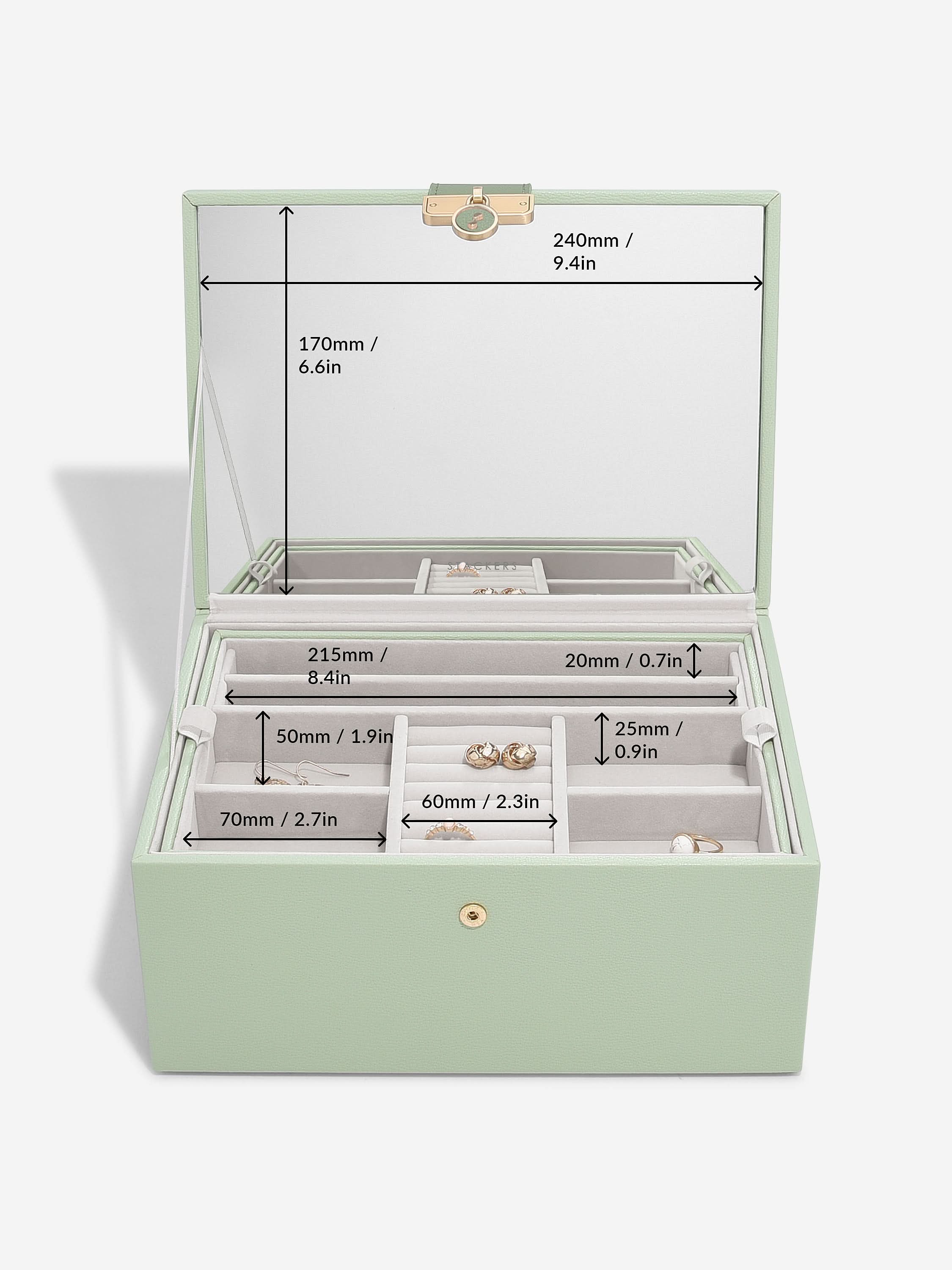 Stackers Luxe Klassieke Juwelendoos Saliegroen - Mystackers