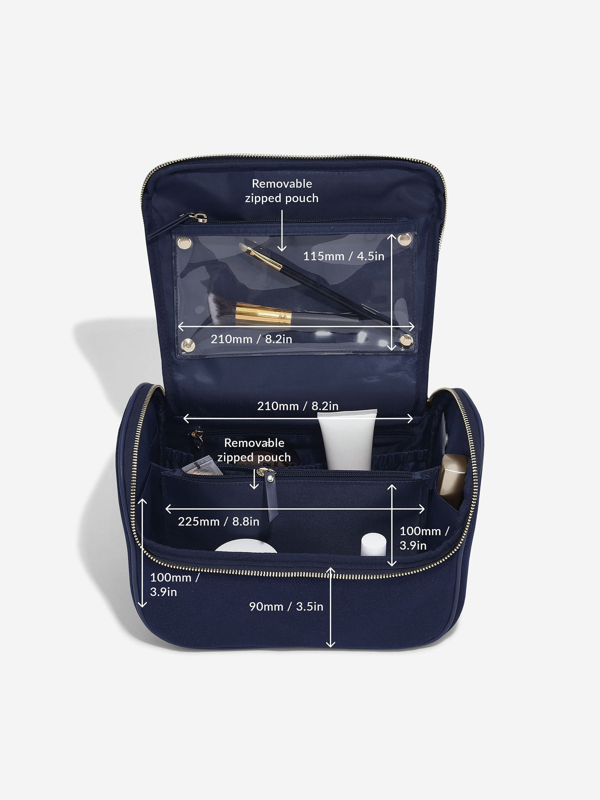 Stackers Grote Cosmeticacase Marineblauw Fluweel - Mystackers