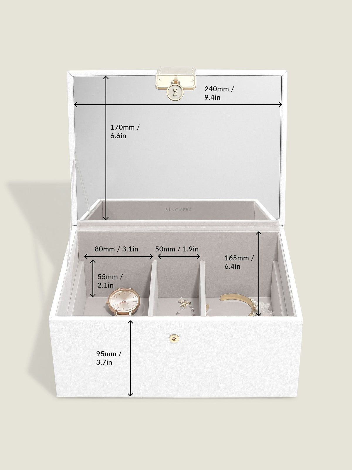 Stackers Luxe Klassieke Juwelendoos Wit - Mystackers