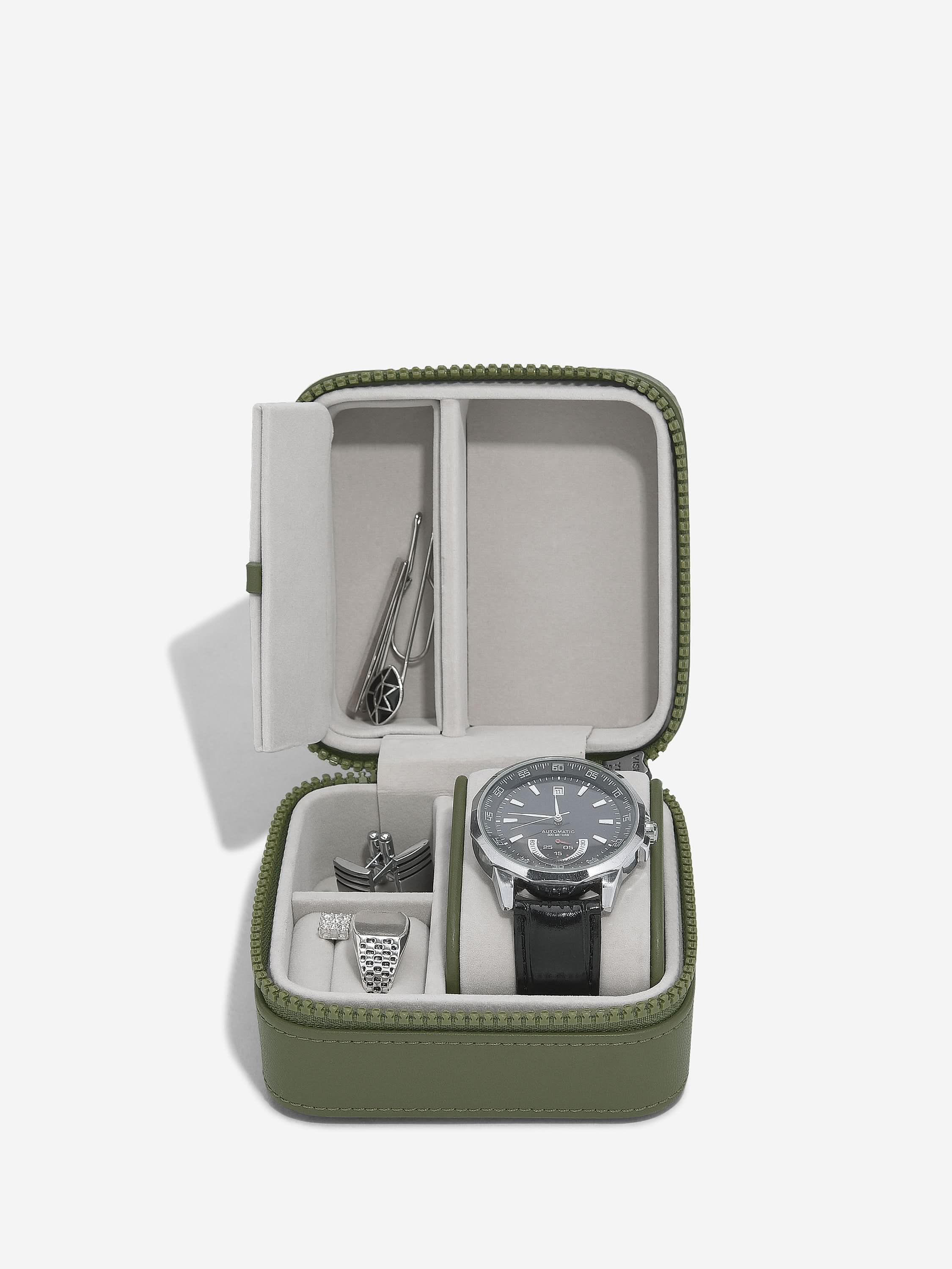 Stackers Horloge- & juwelenbox Groen Canvas - Mystackers