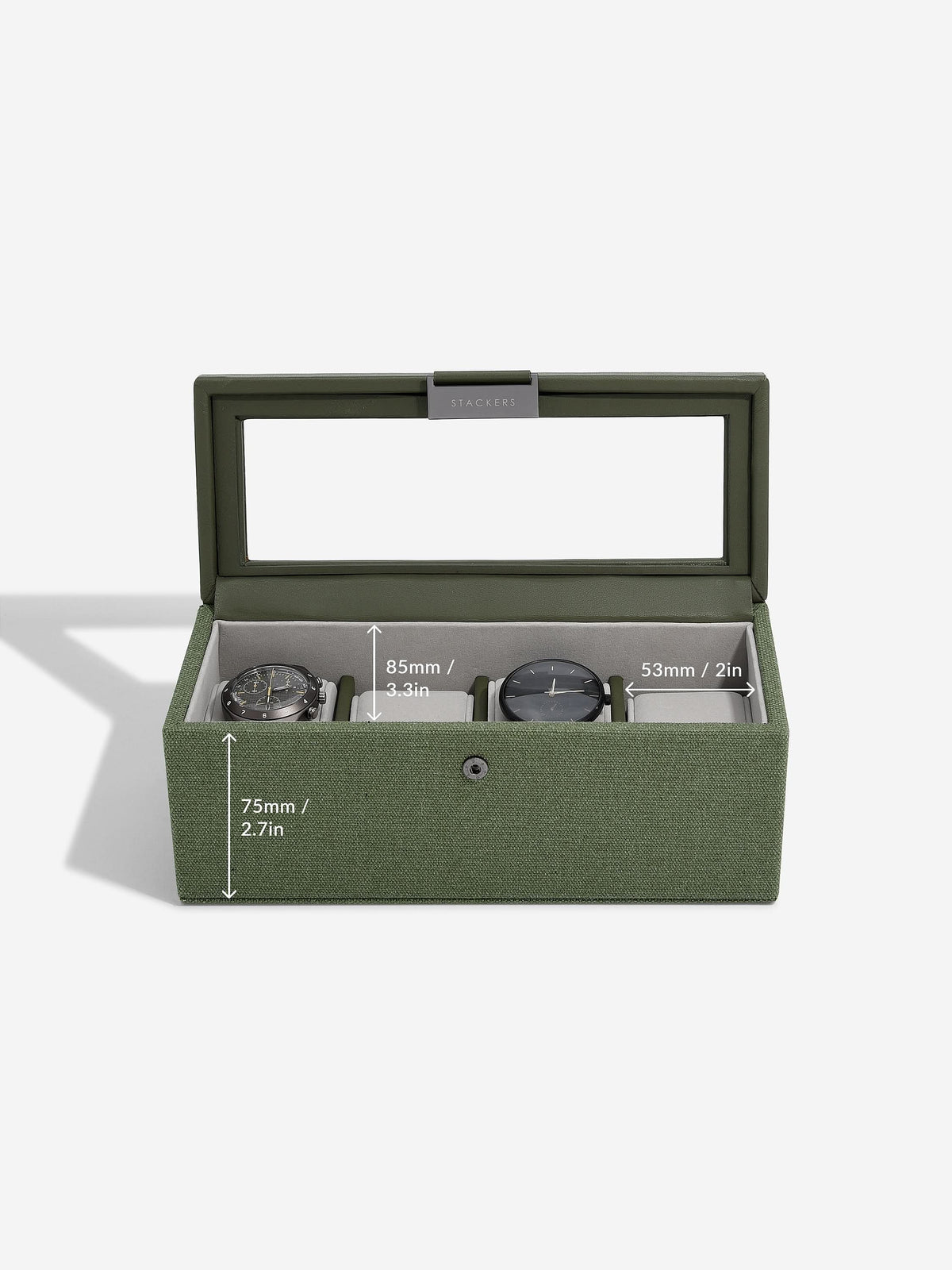 Stackers Vierdelige Horlogedoos Groen Canvas - Mystackers