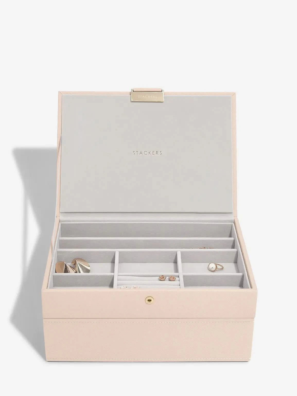 Stackers Klassieke Juwelendoos Set van 2 Roze Raffia - Mystackers
