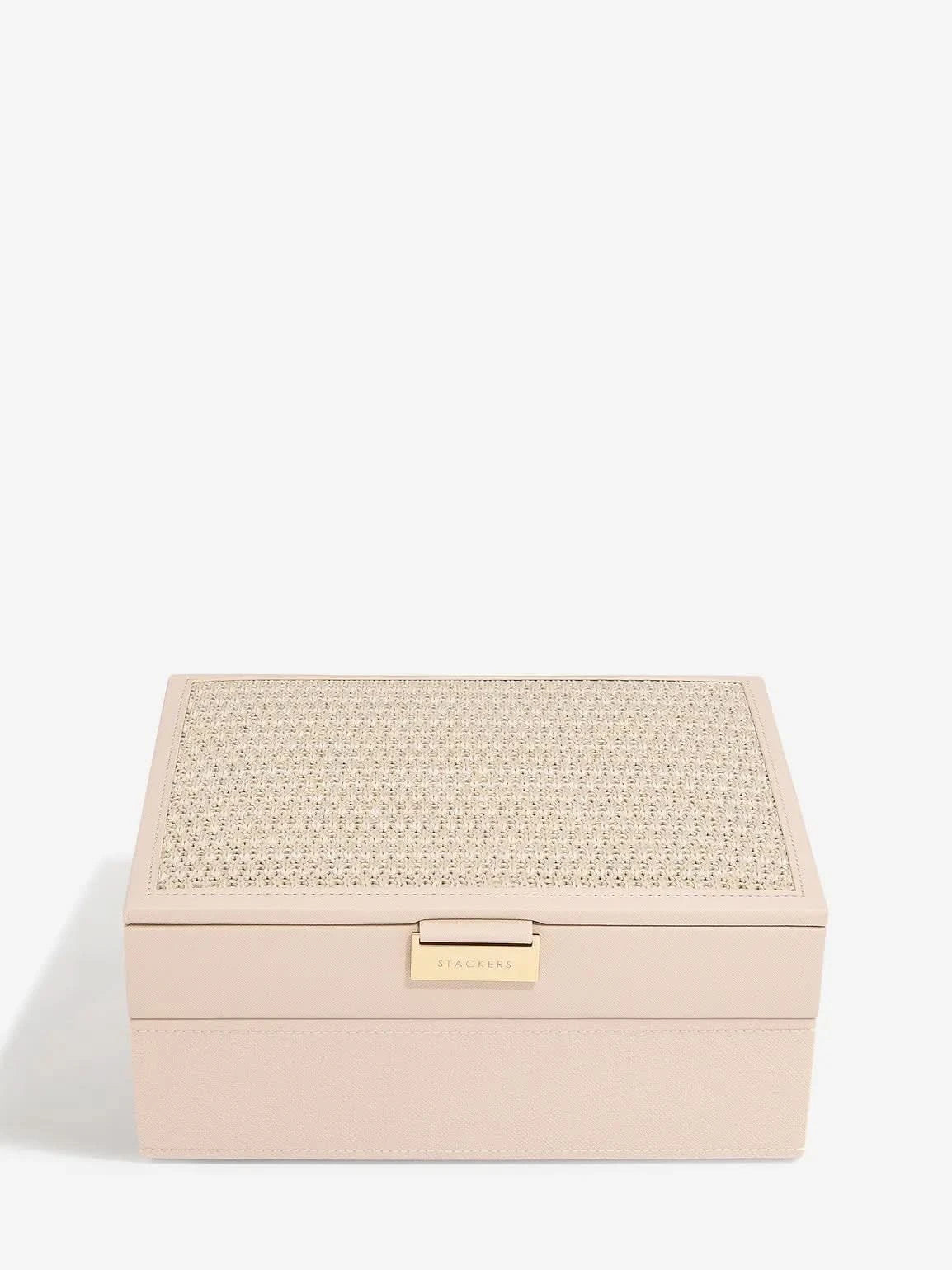 Stackers Klassieke Juwelendoos Set van 2 Roze Raffia - Mystackers