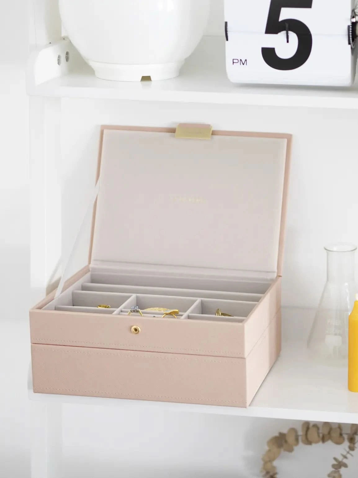 Stackers Klassieke Juwelendoos Set van 2 Roze Raffia - Mystackers