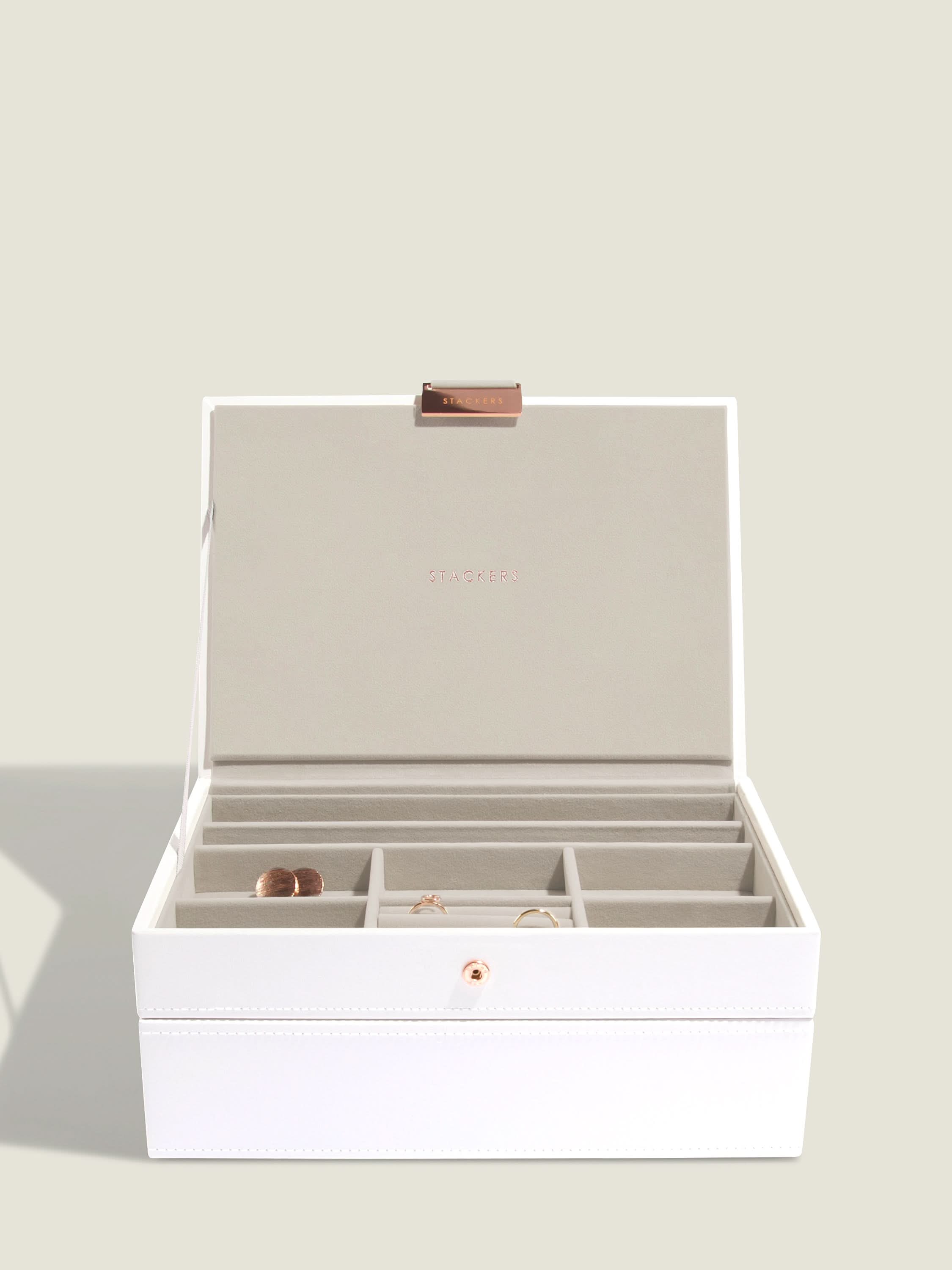 Stackers Klassieke Juwelendoos Set van 2 Wit & Roze - Mystackers