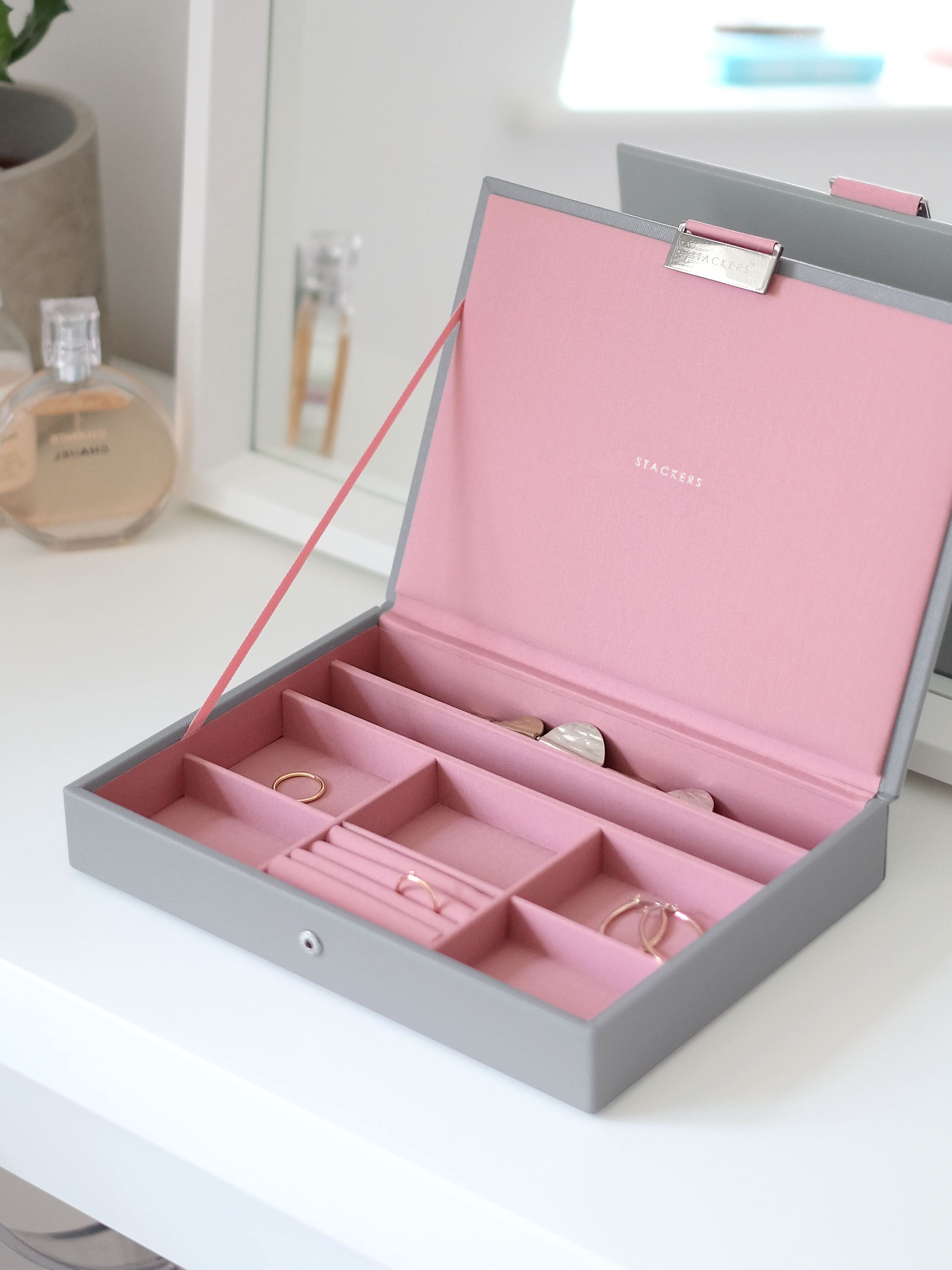 Stackers Klassieke Juwelendoos Set van 2 Grijs & Roze - Mystackers
