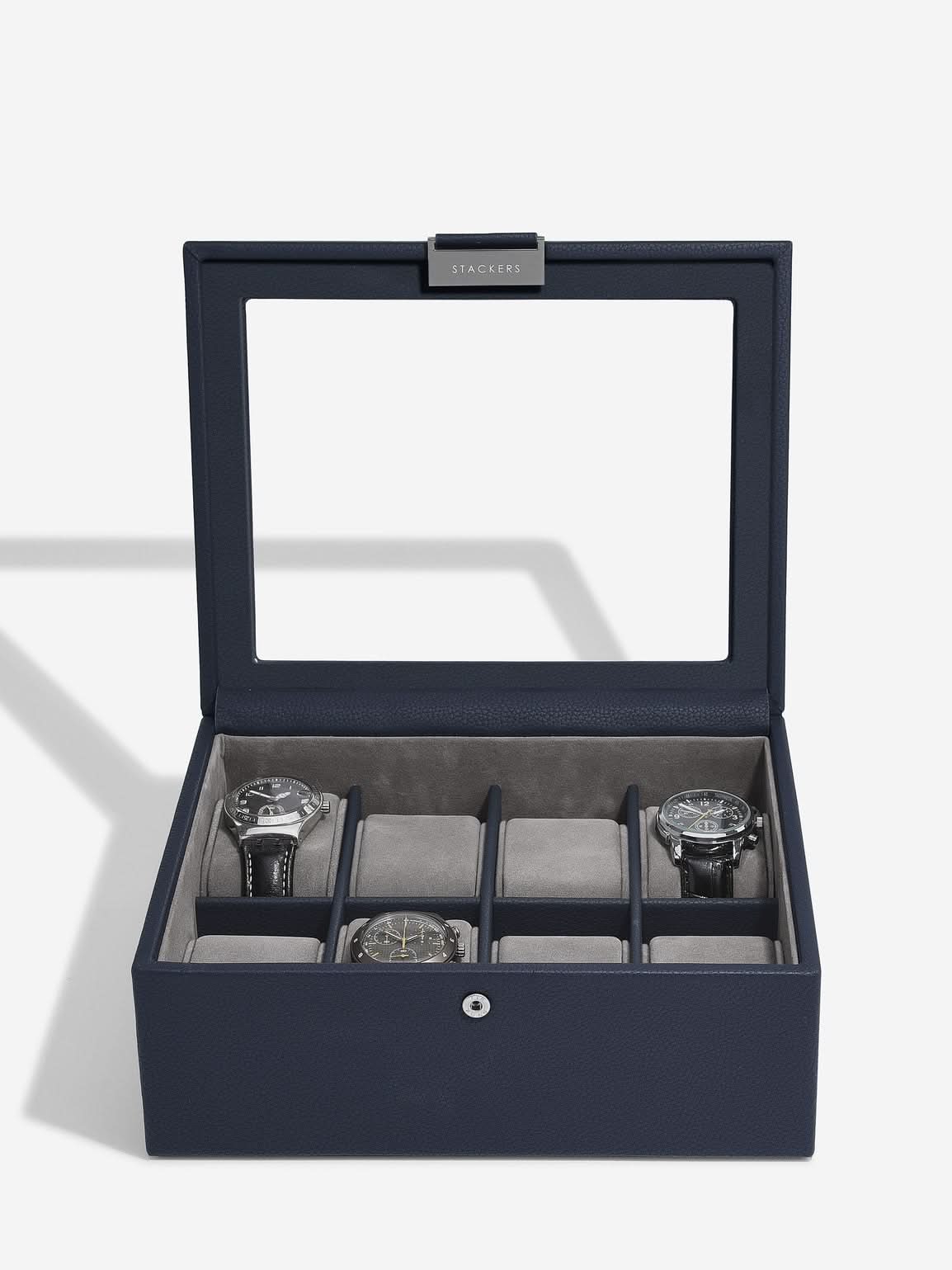 Stackers Achtdelige Horlogebox Marineblauw - Mystackers