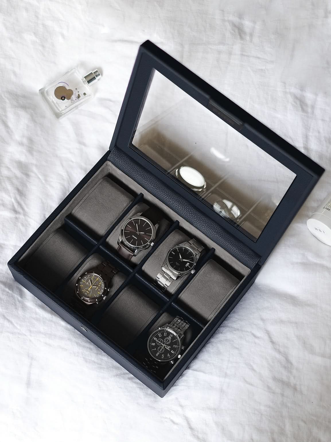 Stackers Achtdelige Horlogebox Marineblauw - Mystackers