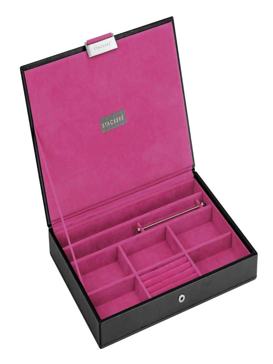 Stackers Deksel voor Klassieke Juwelendoos Zwart & Roze - Mystackers