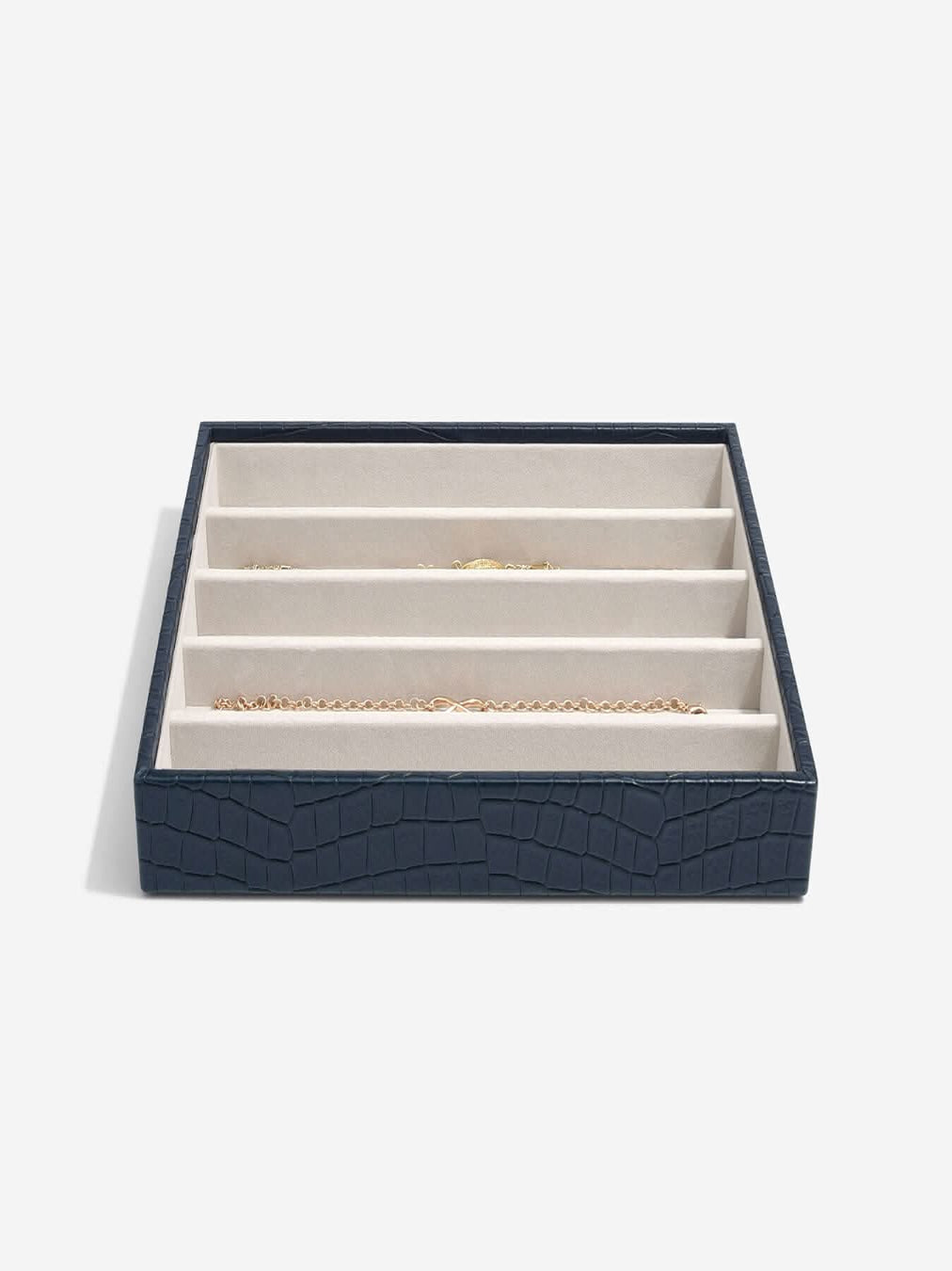 Stackers Halskettingenlaag voor Klassieke Juwelendoos Marineblauw Croco - Stackers.be