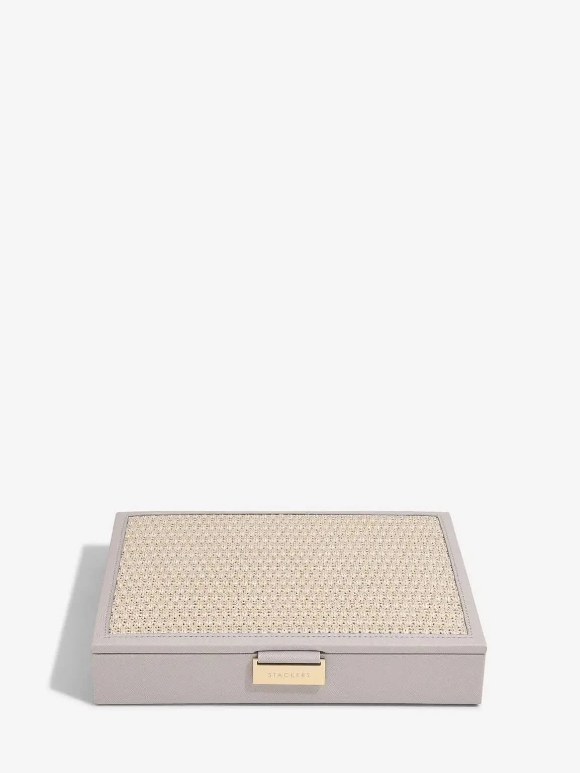 Stackers Deksel voor Klassieke Juwelendoos Taupe Raffia - Mystackers