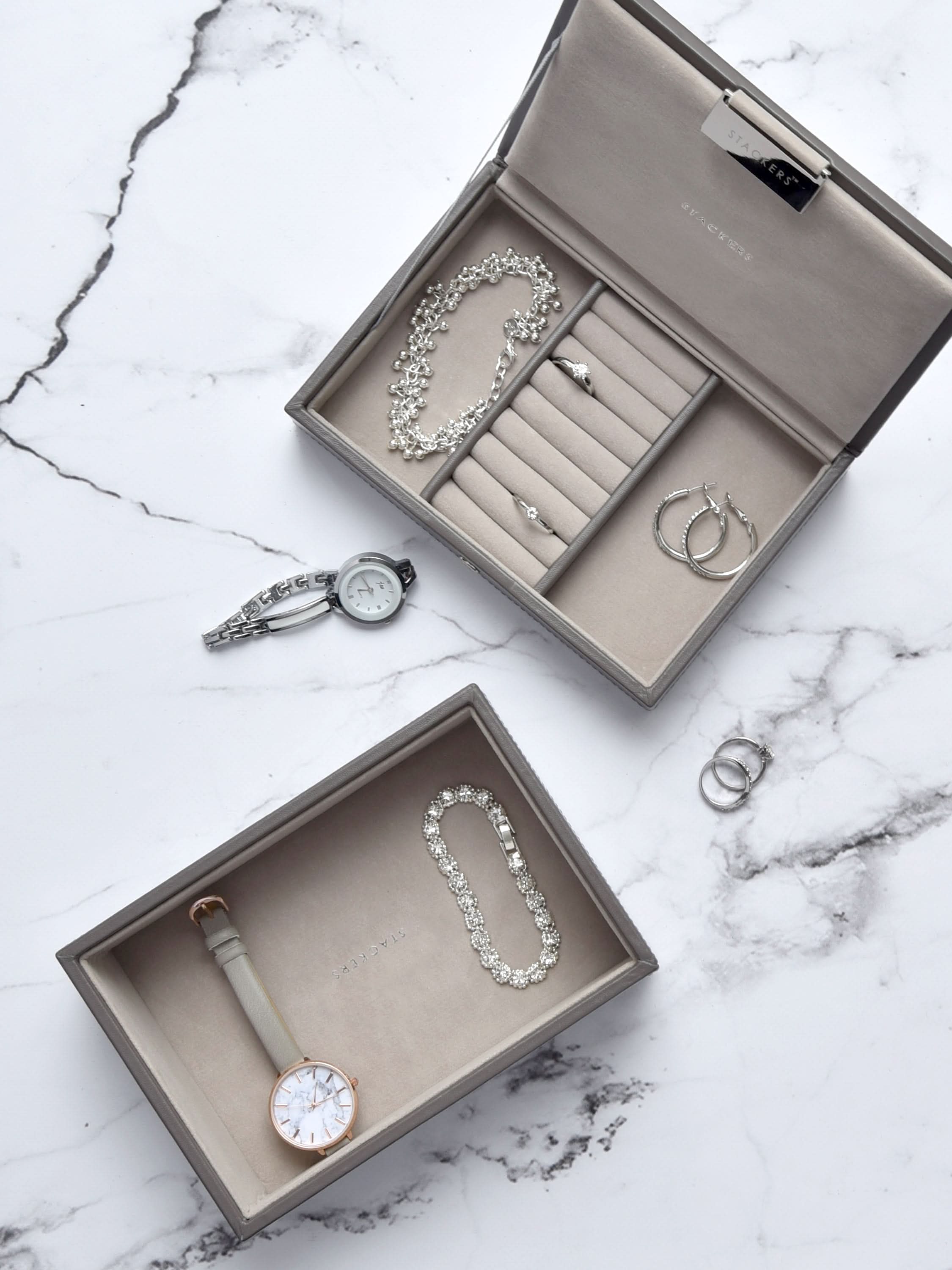 Stackers Mini Juwelendoos Set van 2 Zachtbruin - Mystackers