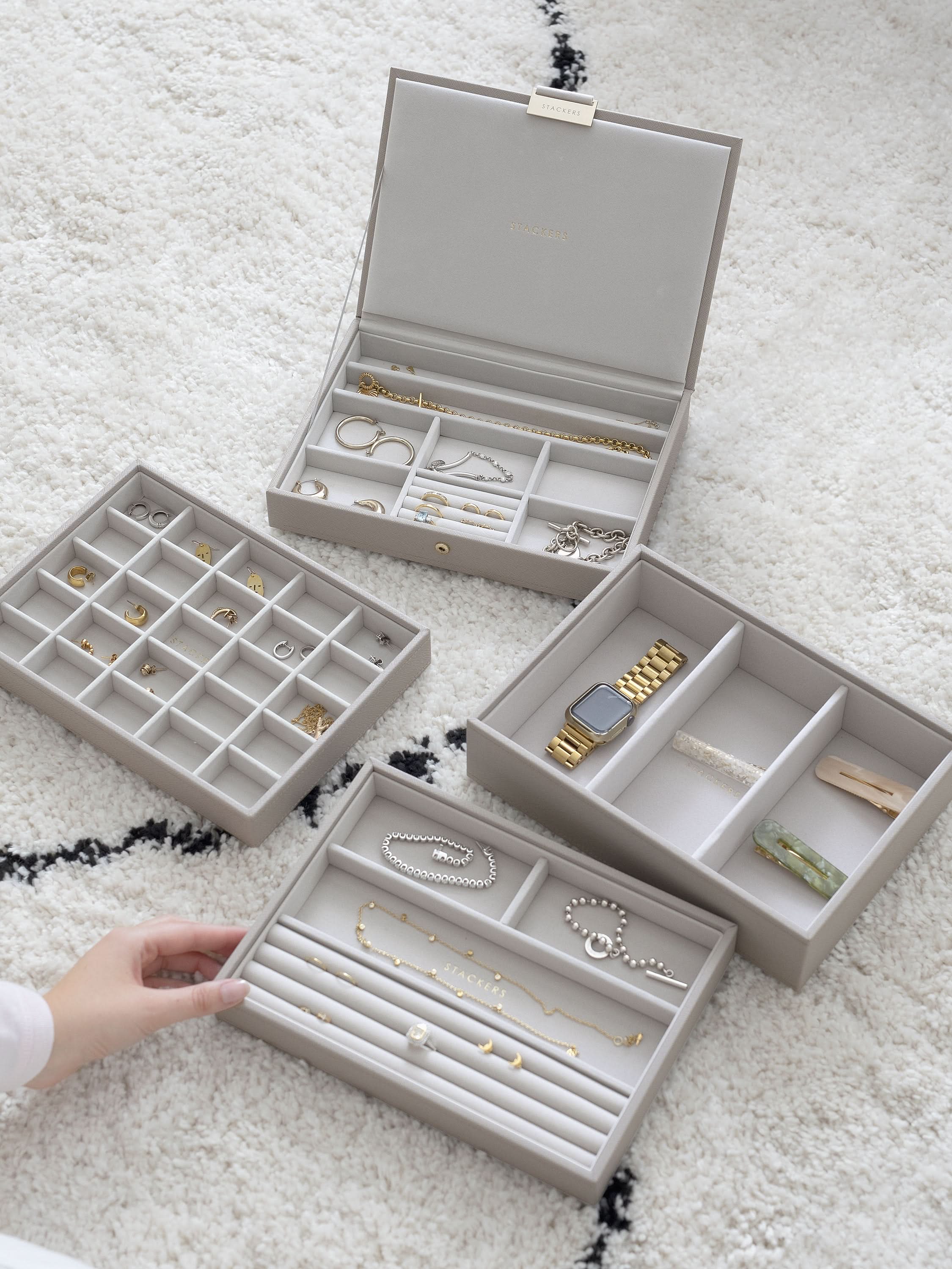 Stackers Klassieke Juwelendoos Set van 4 Taupe - Mystackers