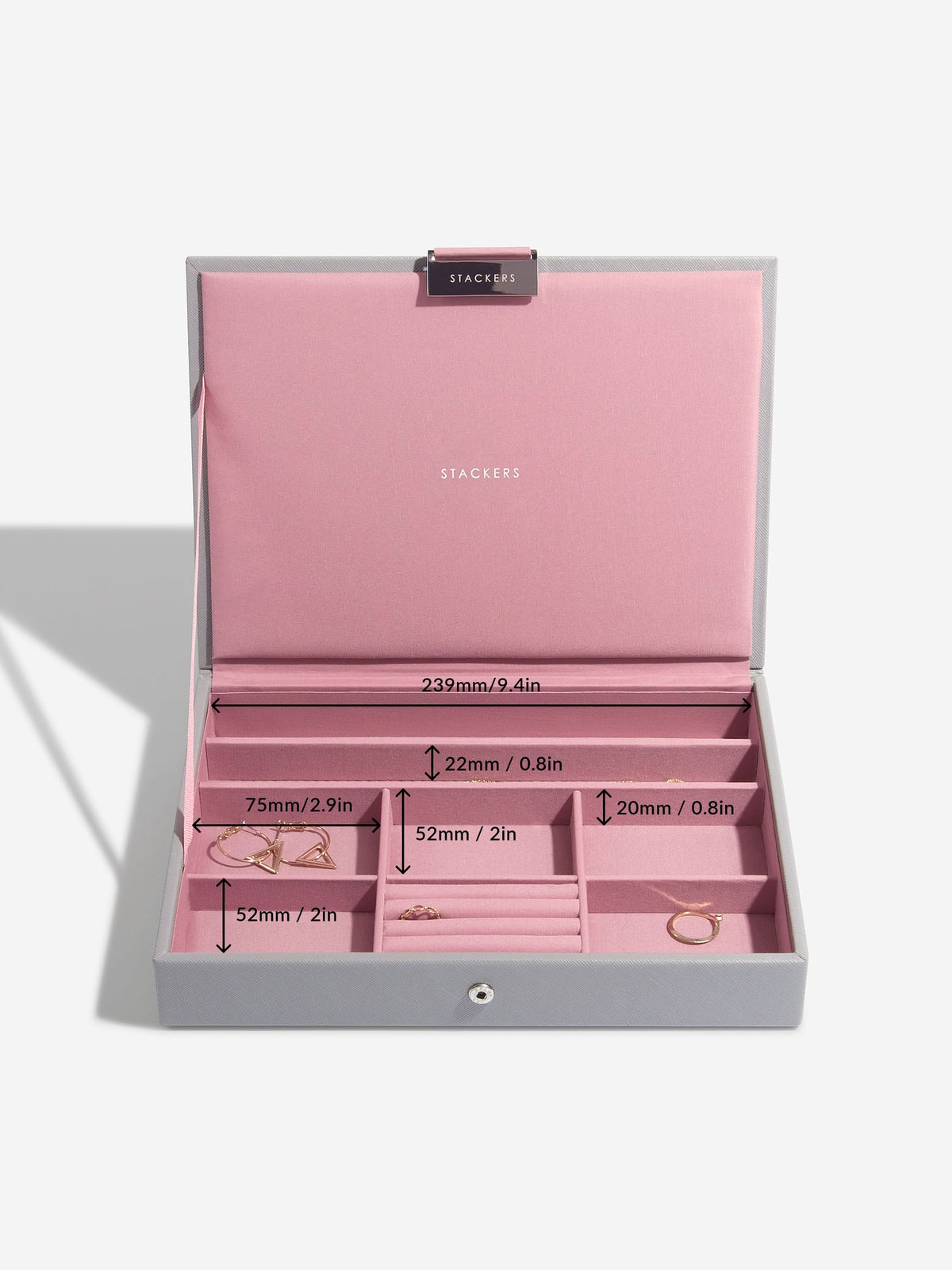 Stackers Klassieke Juwelendoos Set van 3 Grijs & Roze - Mystackers