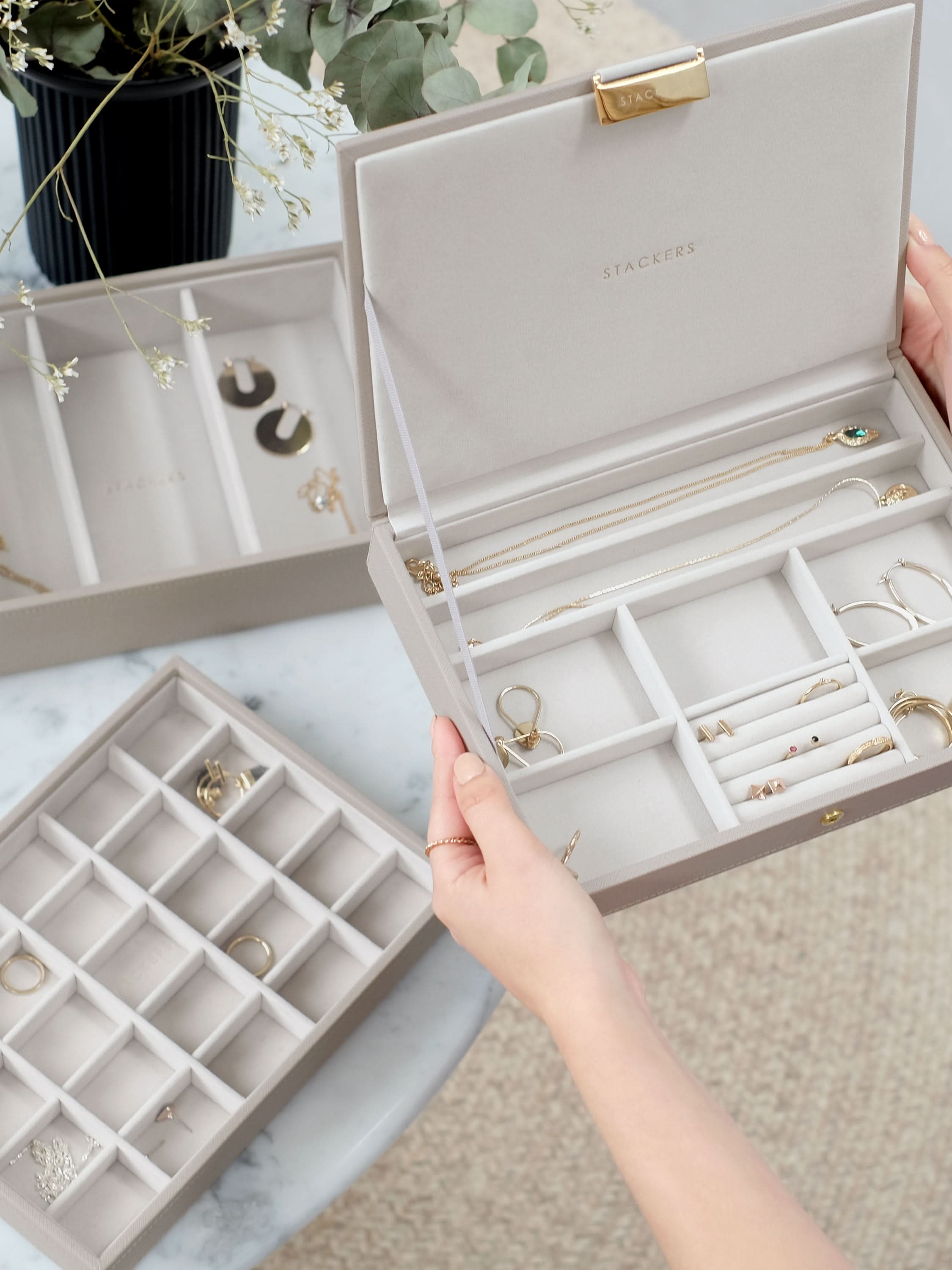 Stackers Klassieke Juwelendoos Set van 3 Taupe - Mystackers