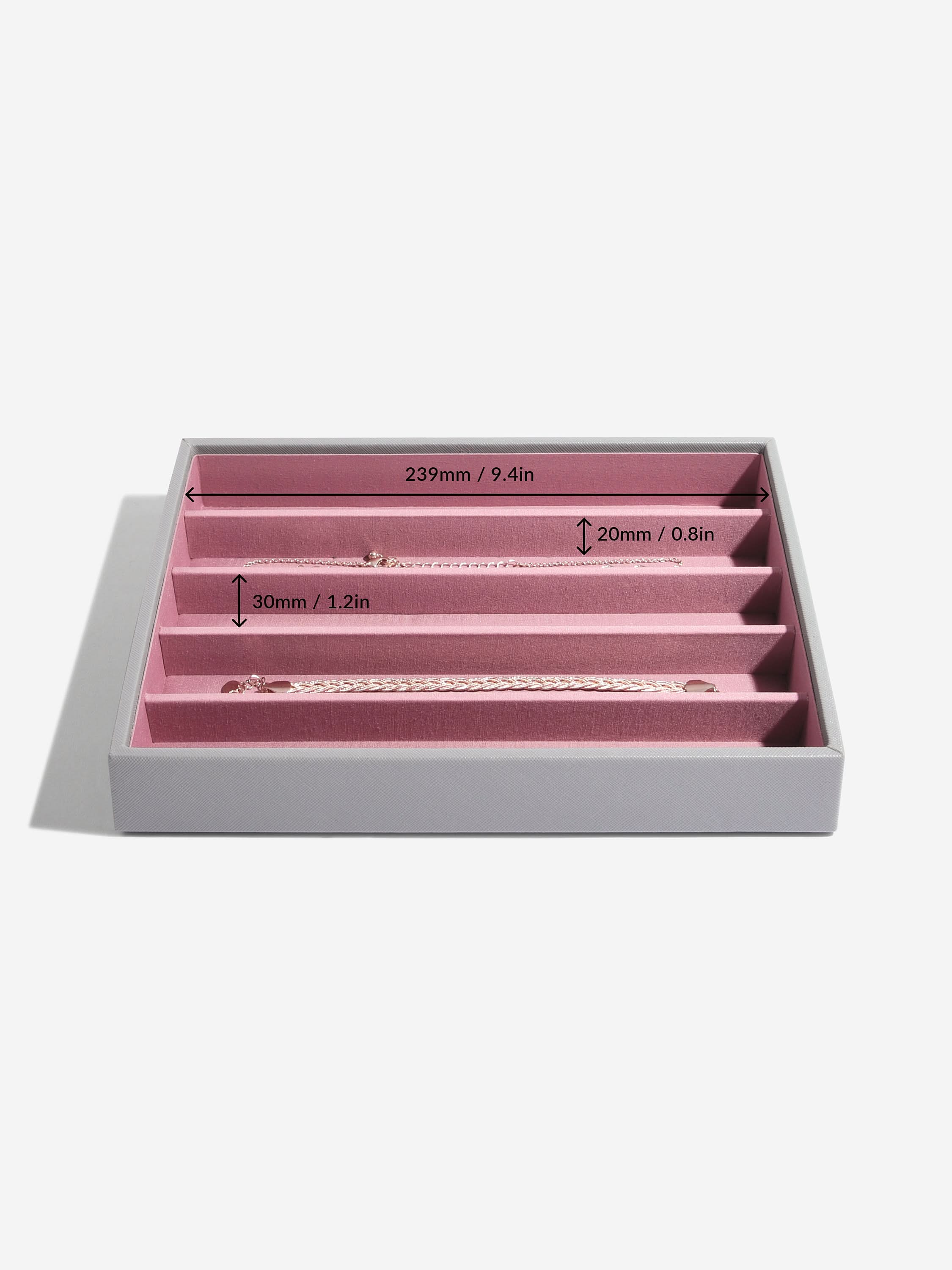 Stackers Halskettingenlaag voor Klassieke Juwelendoos Grijs & Roze - Mystackers