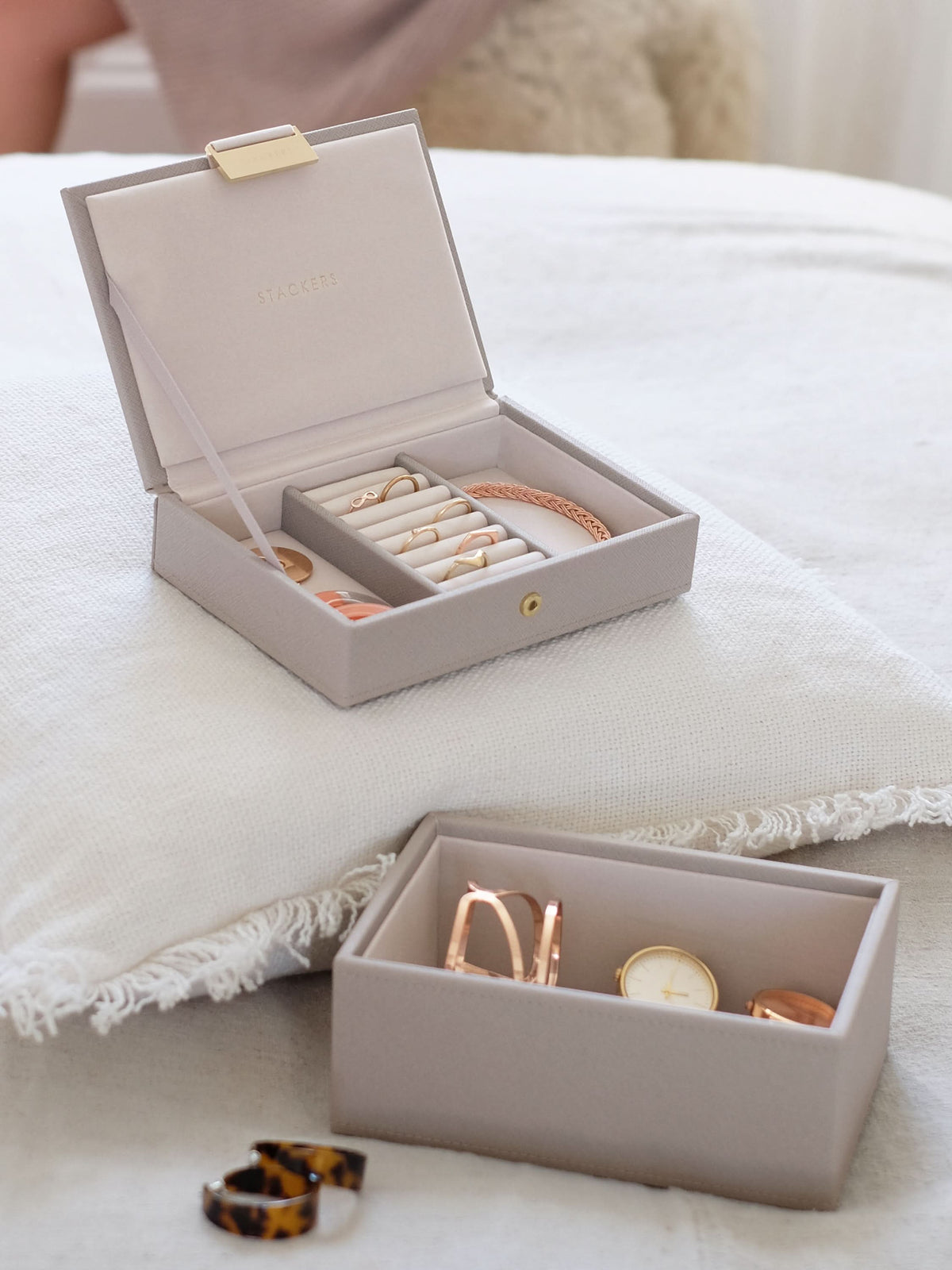 Stackers Mini Juwelendoos Set van 2 Taupe - Mystackers