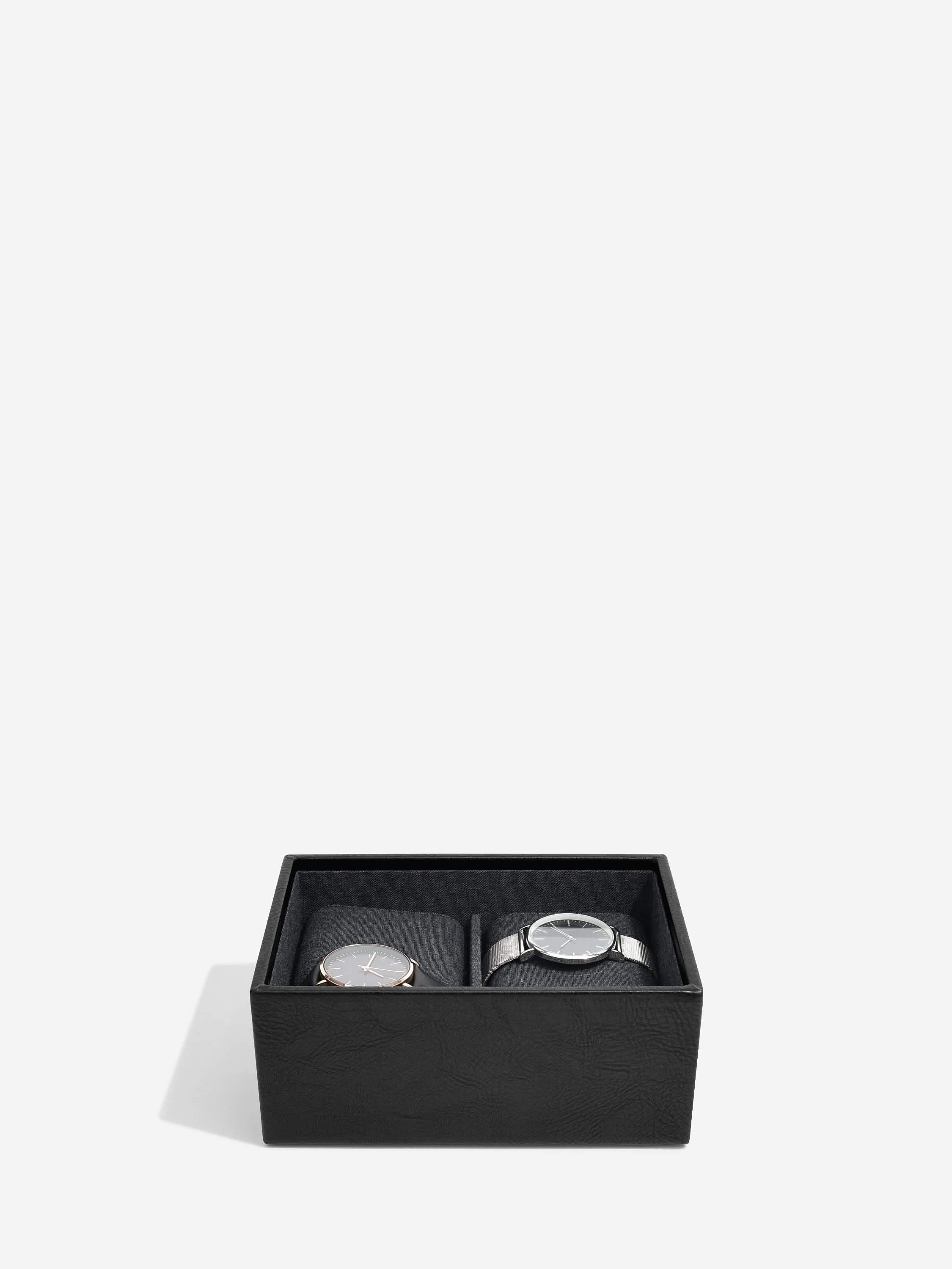 Stackers Mini Set van 2 - Horloge- & Manchetknopendoosje Zwart - Mystackers
