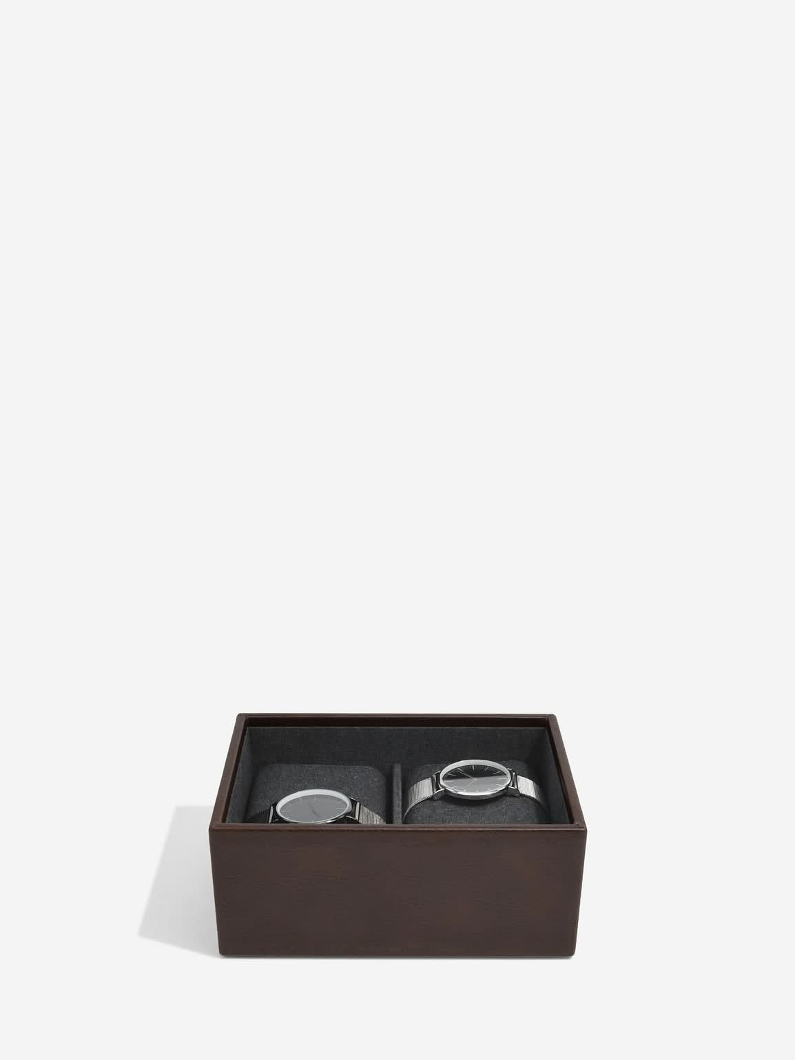 Stackers Mini Set van 2 - Horloge- & Manchetknopendoosje Bruin - Mystackers