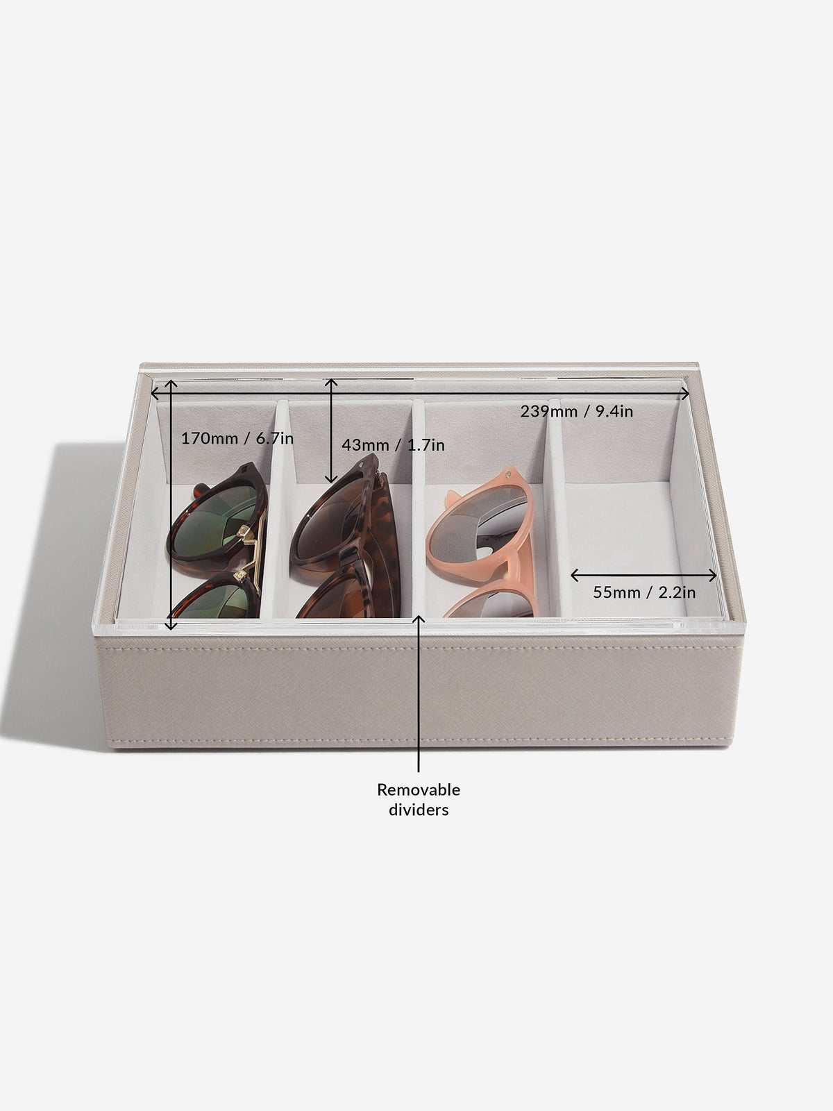Stackers Bril & Accessoires-laag + doorzichtig deksel Taupe - Mystackers