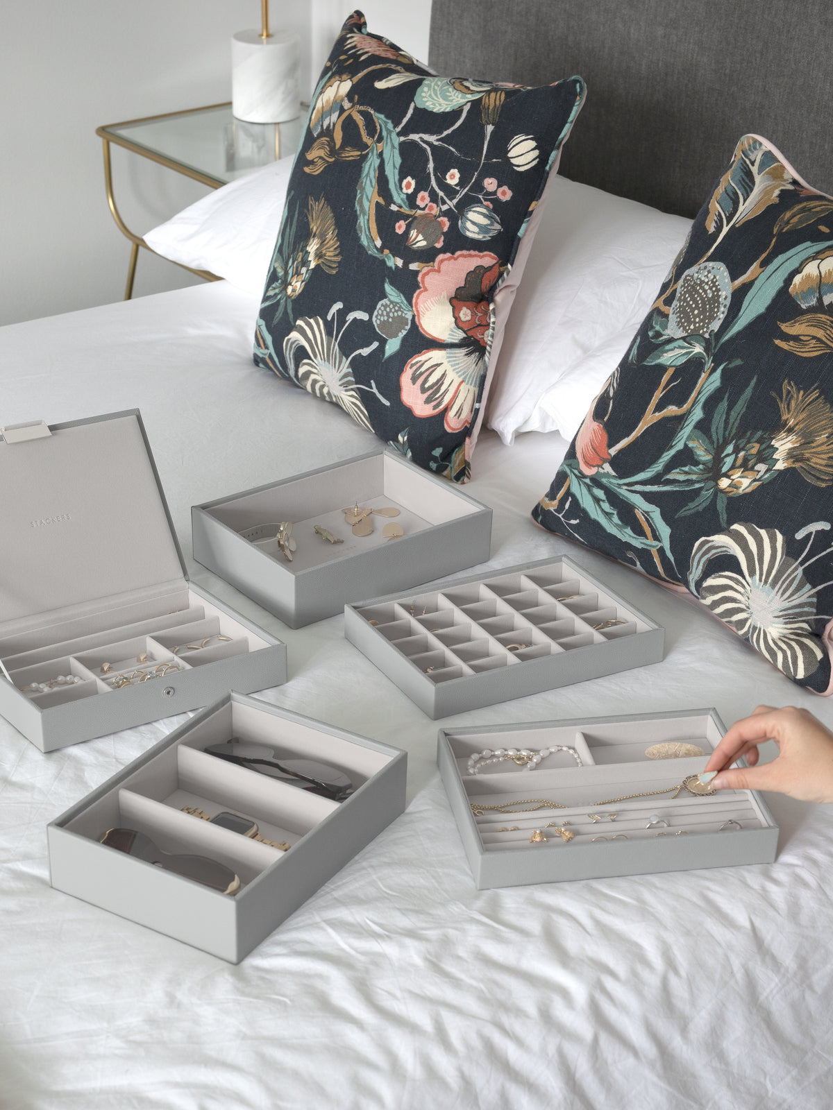 Stackers Klassieke Juwelendoos Set van 5 Grijs - Mystackers