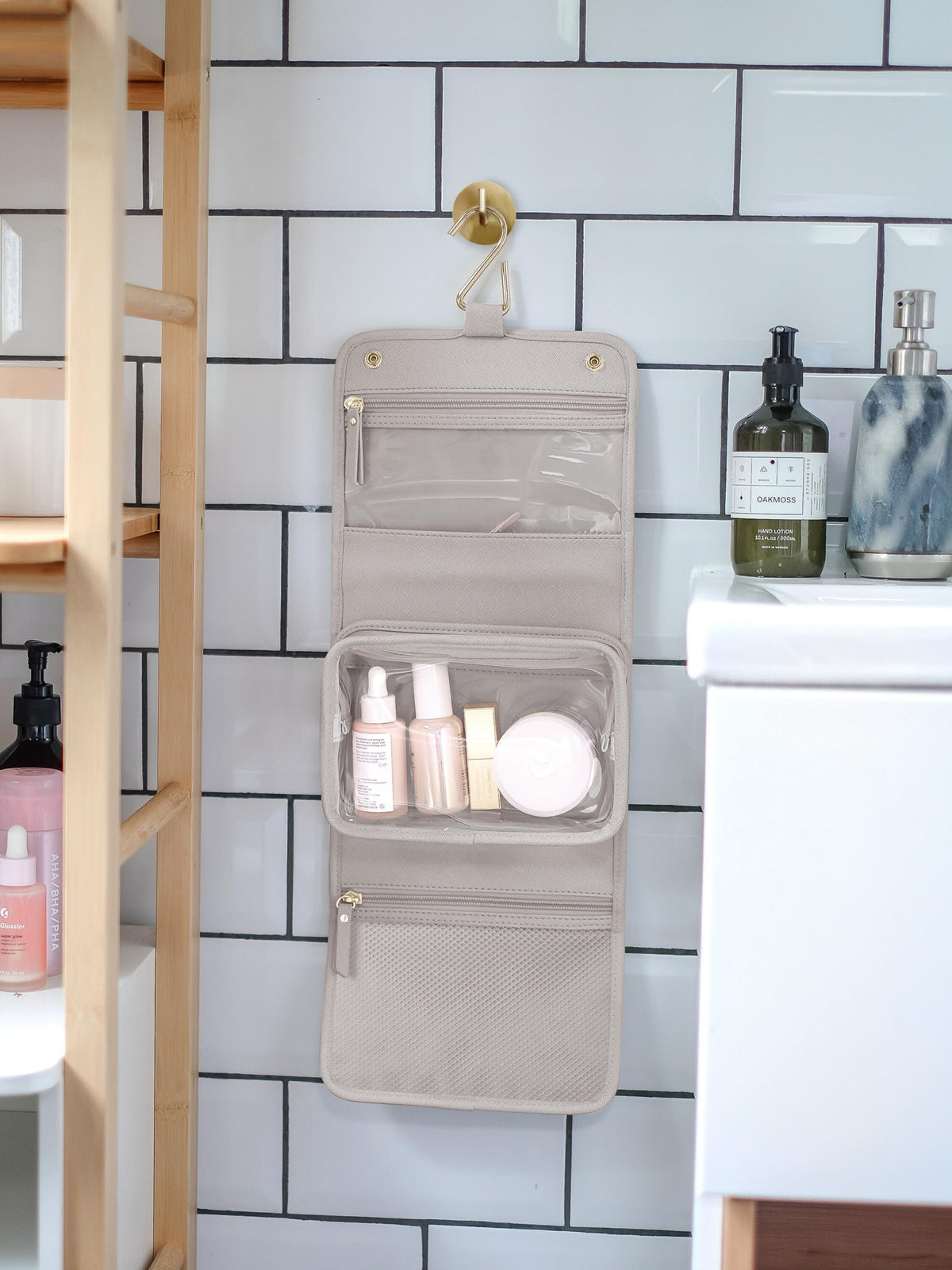 Stackers kleine hangende Toilettas Taupe - Mystackers